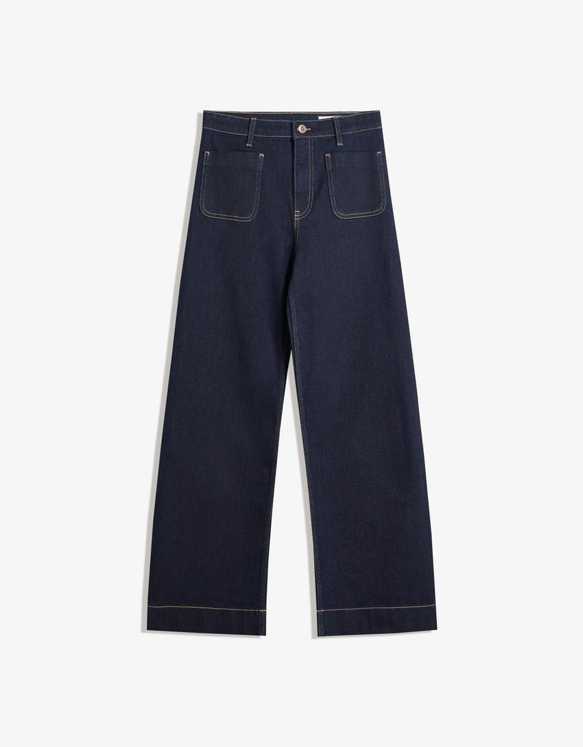 Melivya™ Indigo Ease Wide Flare Jeans