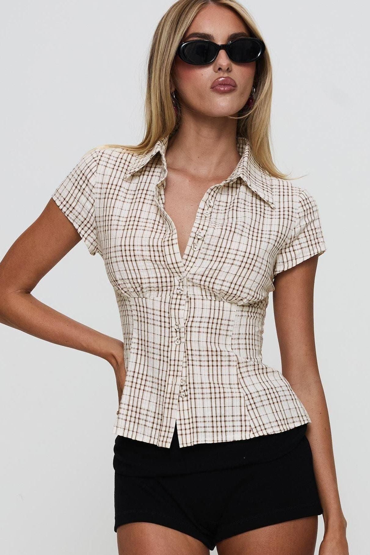 Melivya™ - Brown Lady Blouse