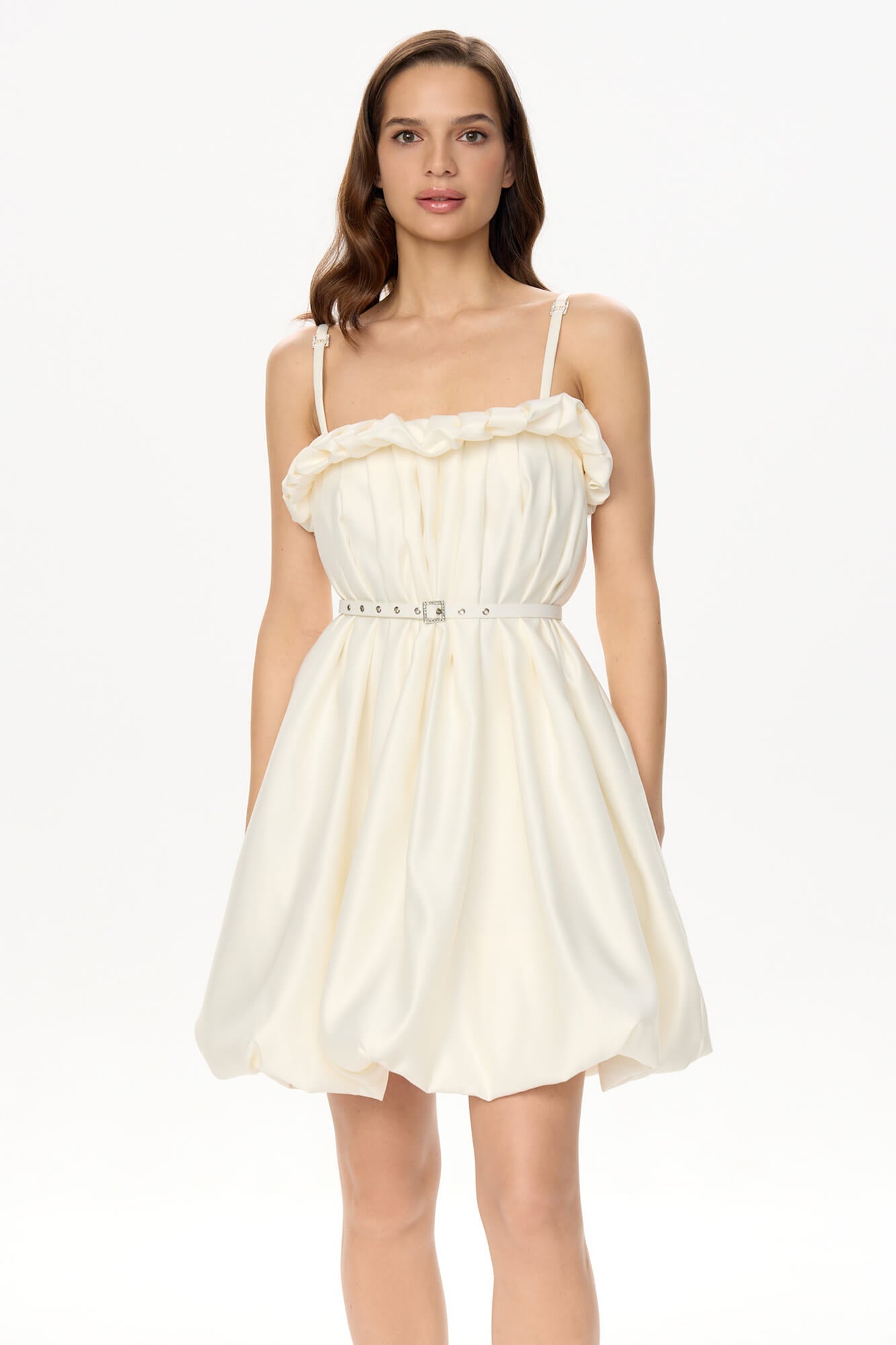 Melivya™ Draped Thin Strap Mini Dress With Belt