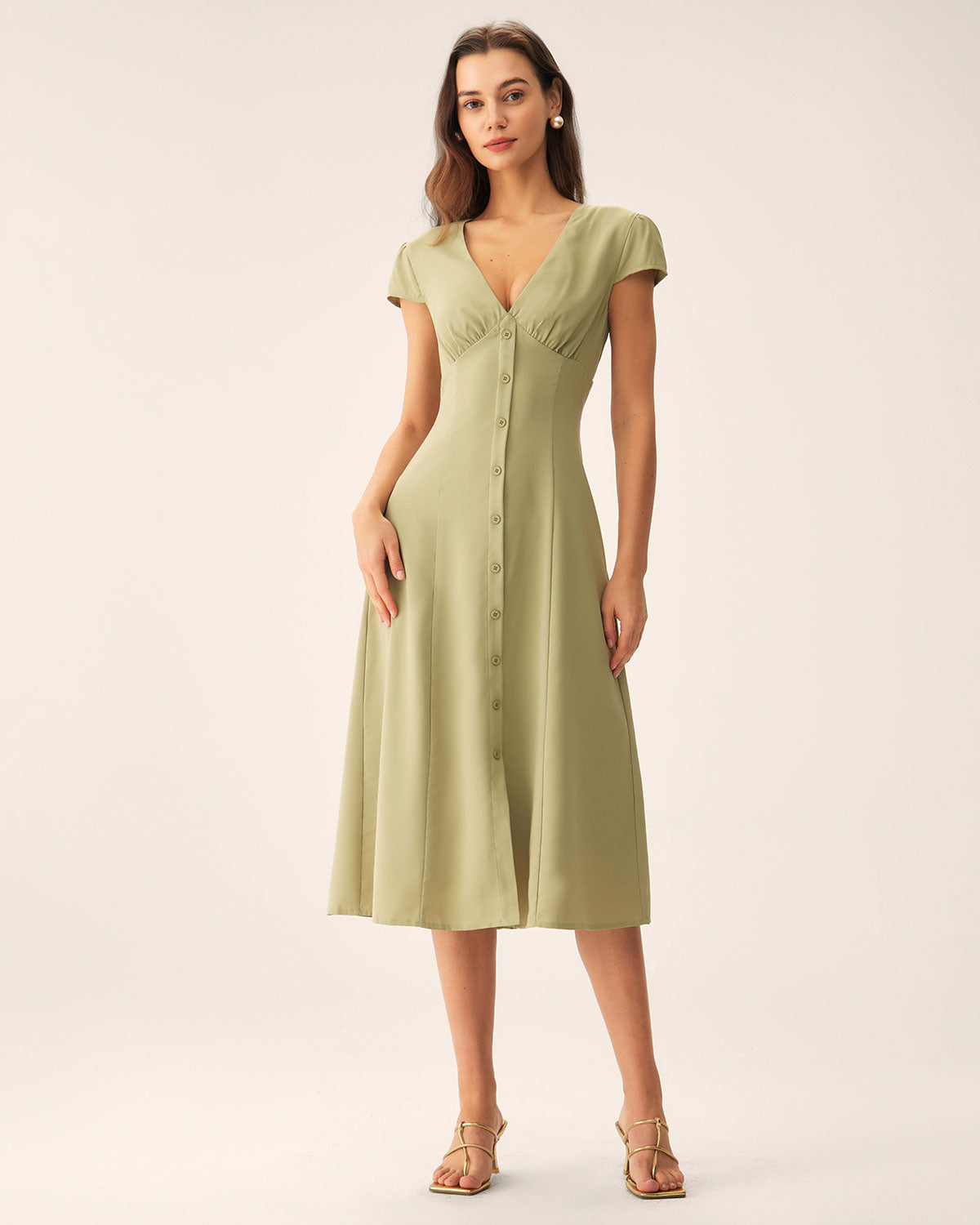 Melivya™ V-Neck Midi Dress