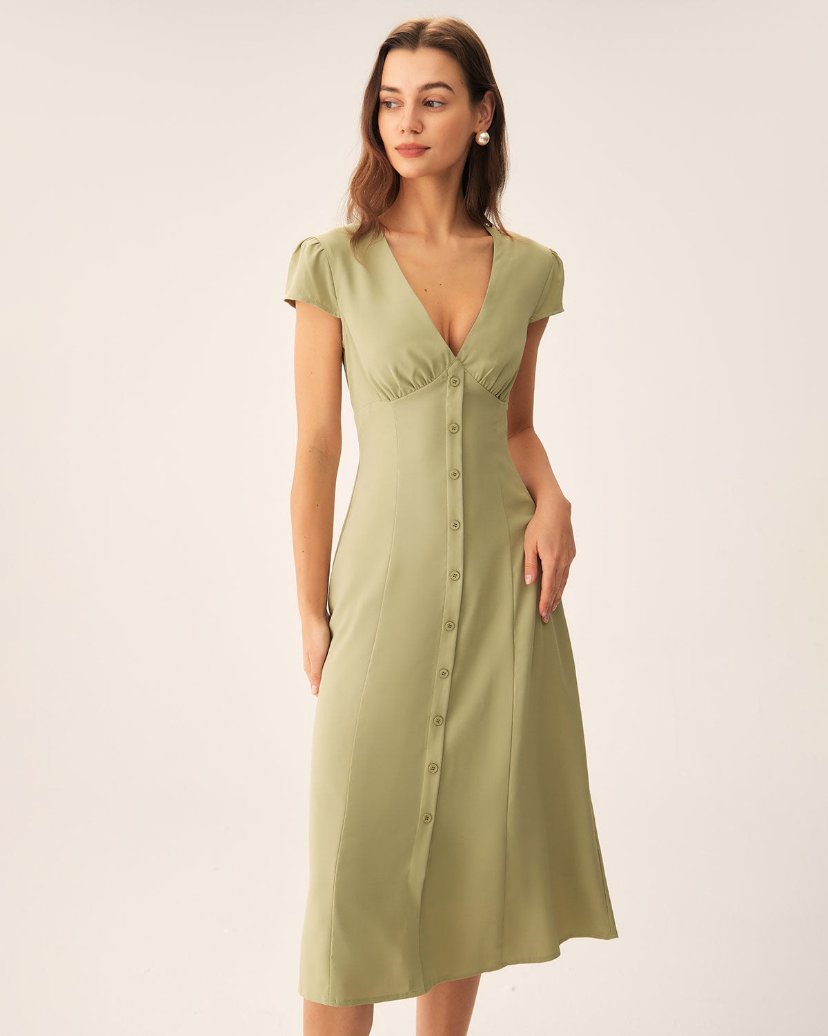 Melivya™ V-Neck Midi Dress