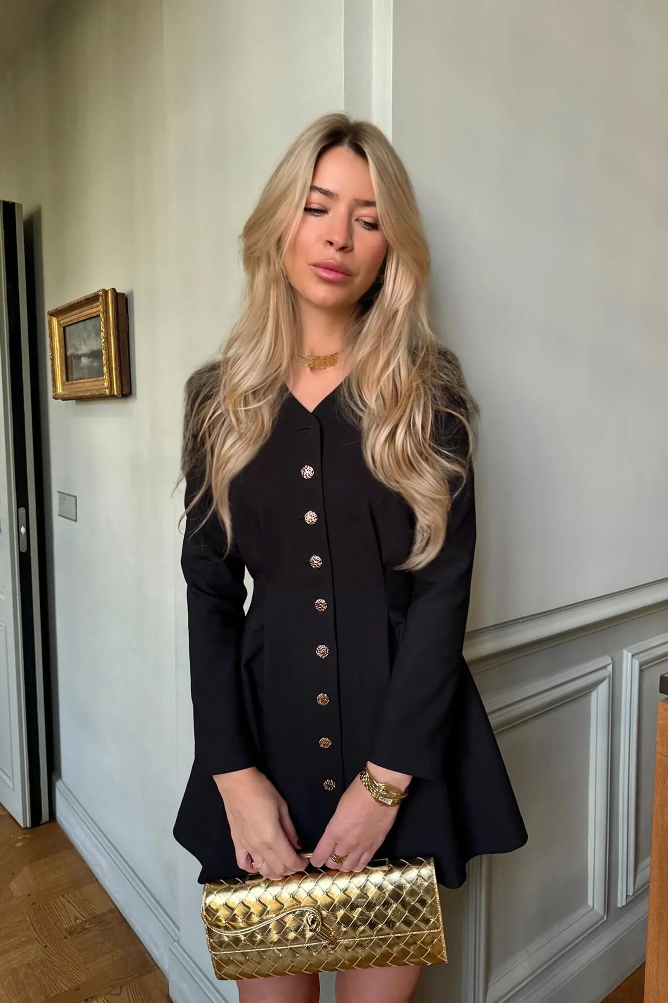 Melivya™ Long Sleeve Button Front Mini Dress