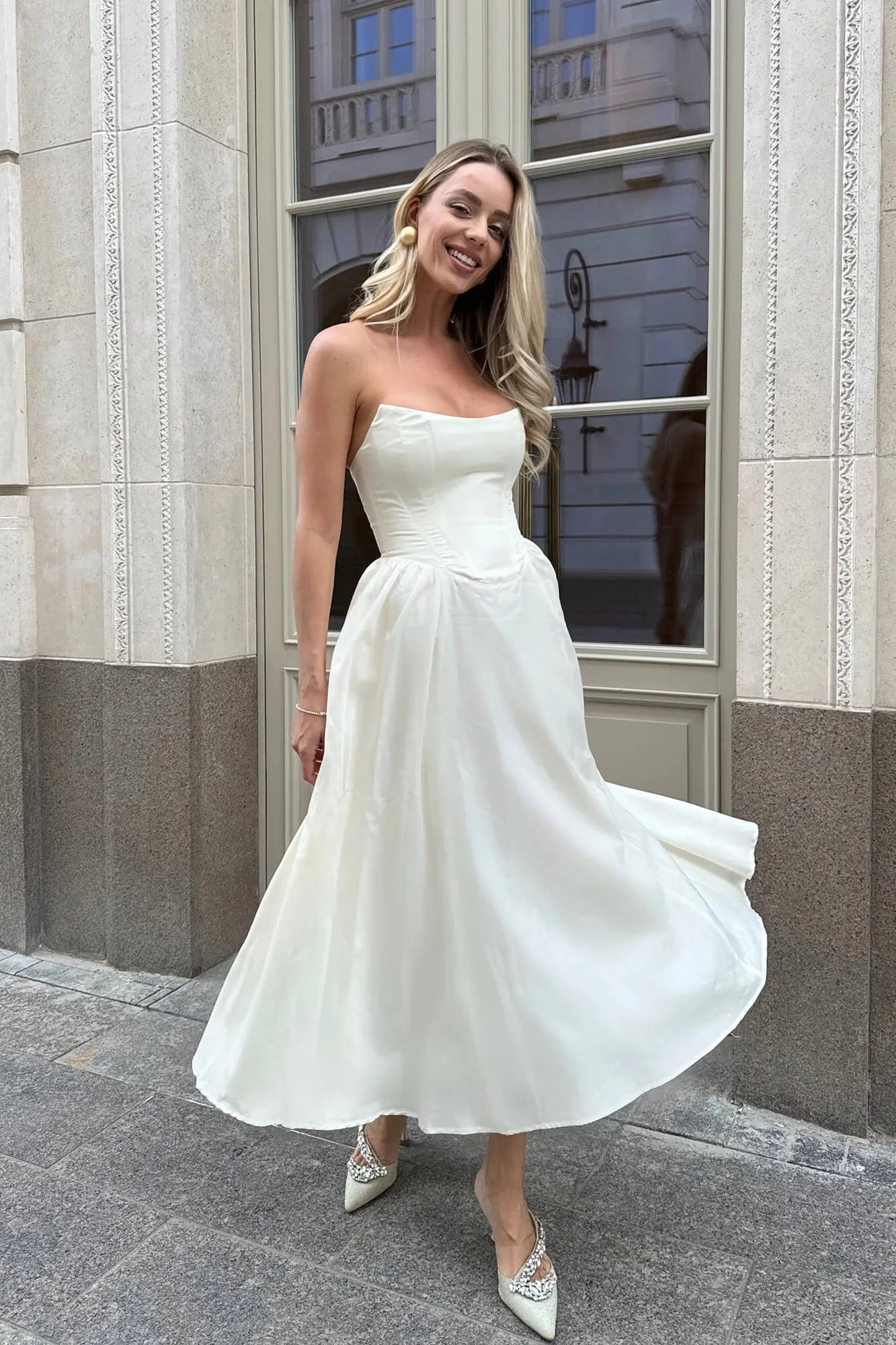 Melivya™ Tuck Corset Top Midi Dress