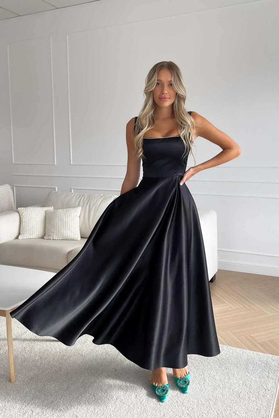 Melivya™ Strap Decorated Bodice Midi Dress