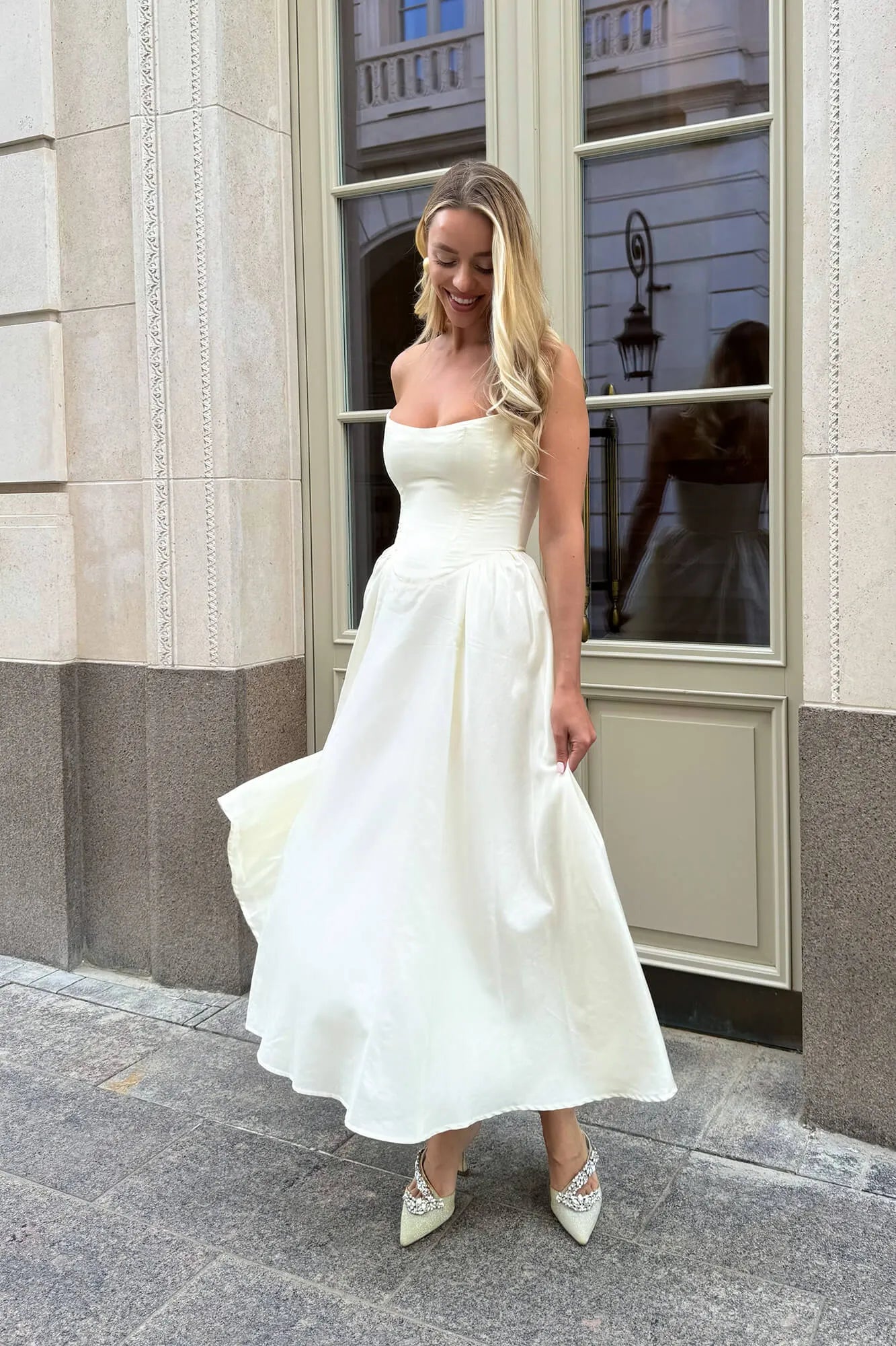 Melivya™ Tuck Corset Top Midi Dress