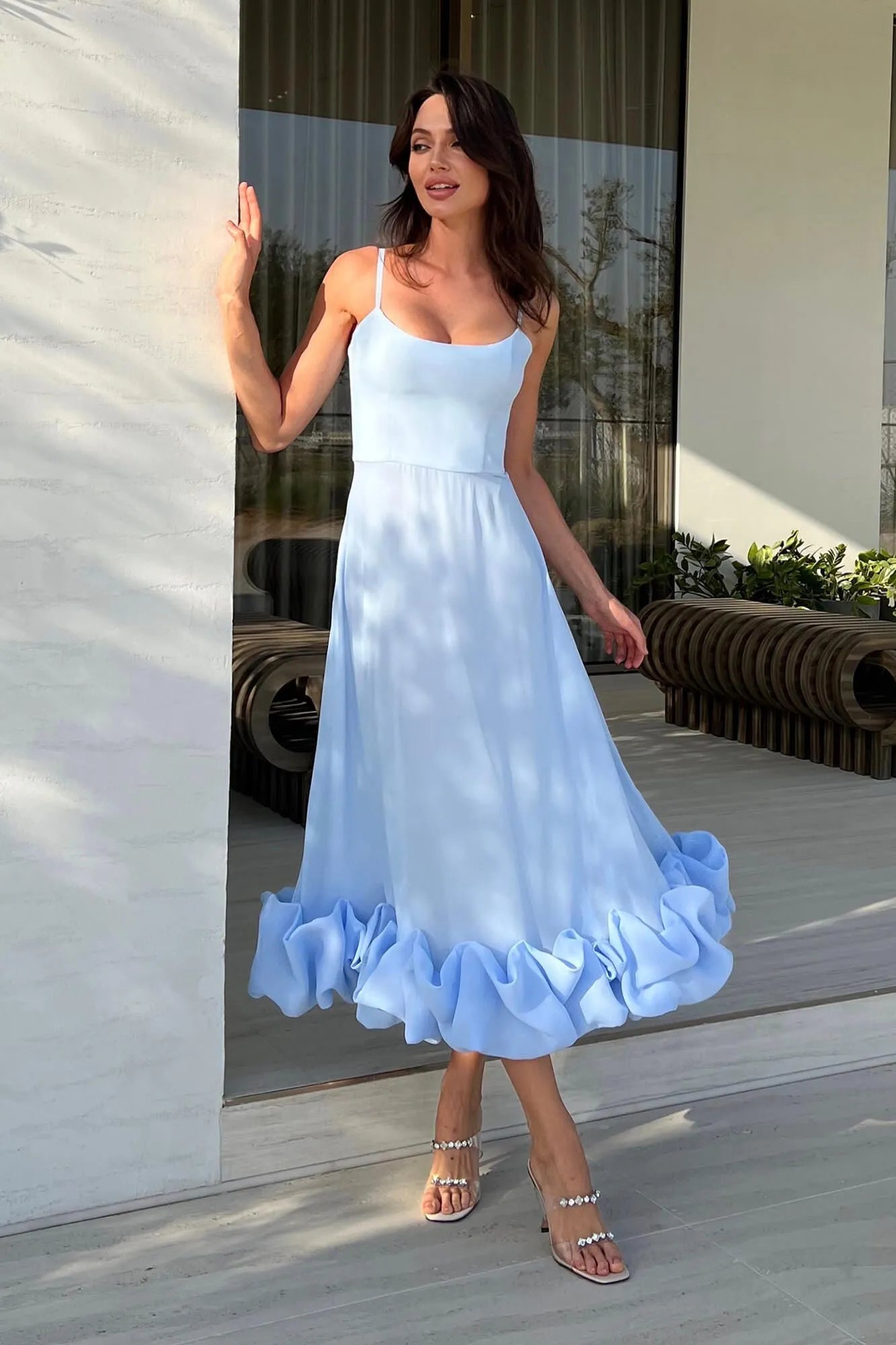 Melivya™ Flounce Bustier Midi Dress