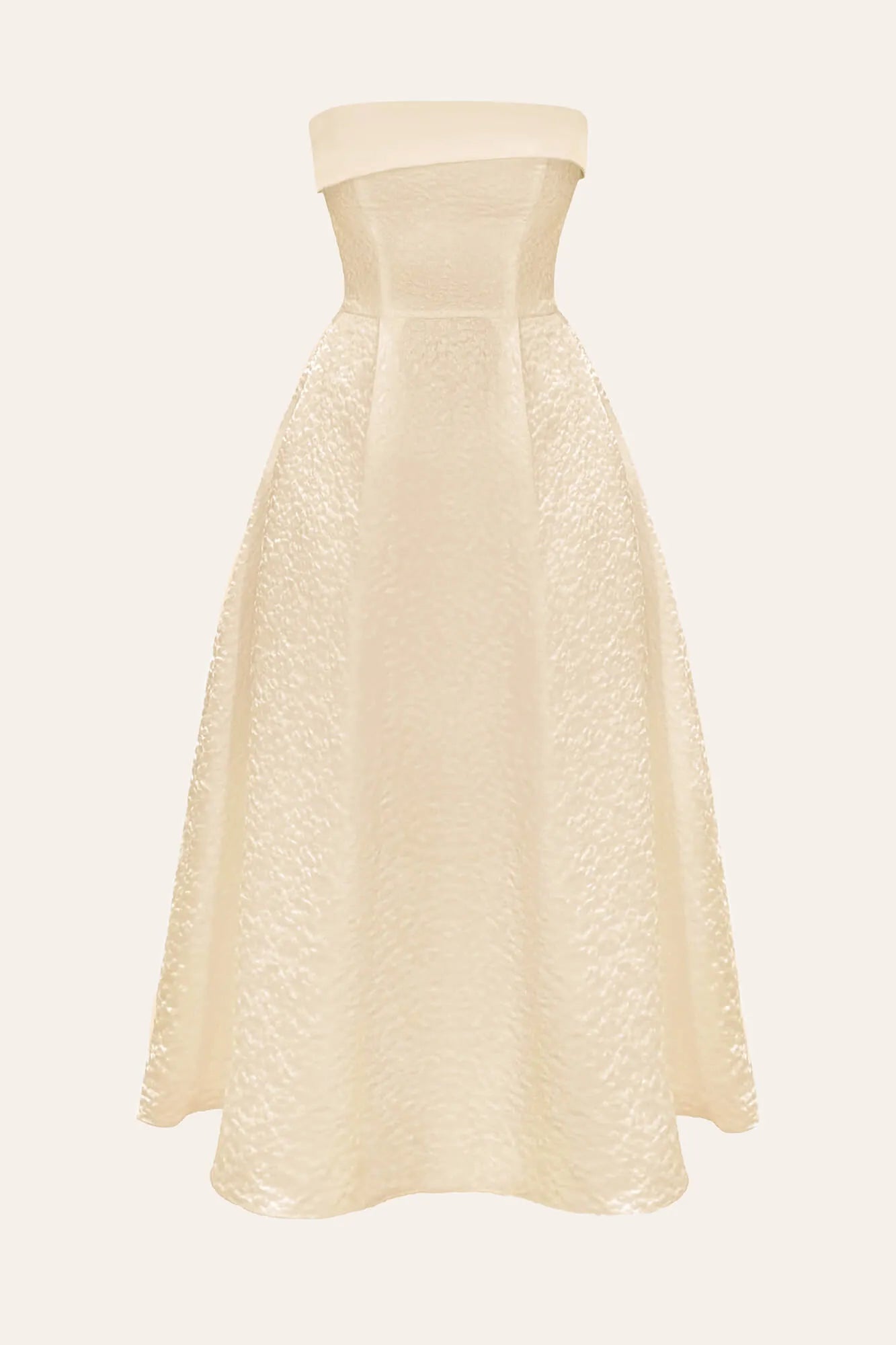 Melivya™ Jacquard Midi Dress with Satin Turn-up