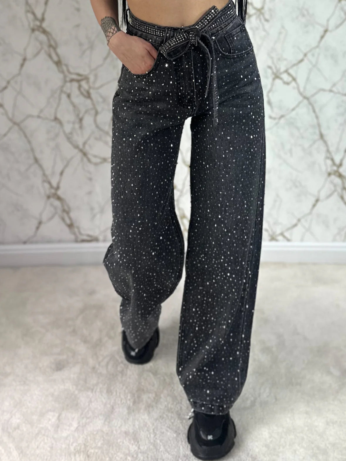 Melivya™ Starlight Bling Wide Jeans