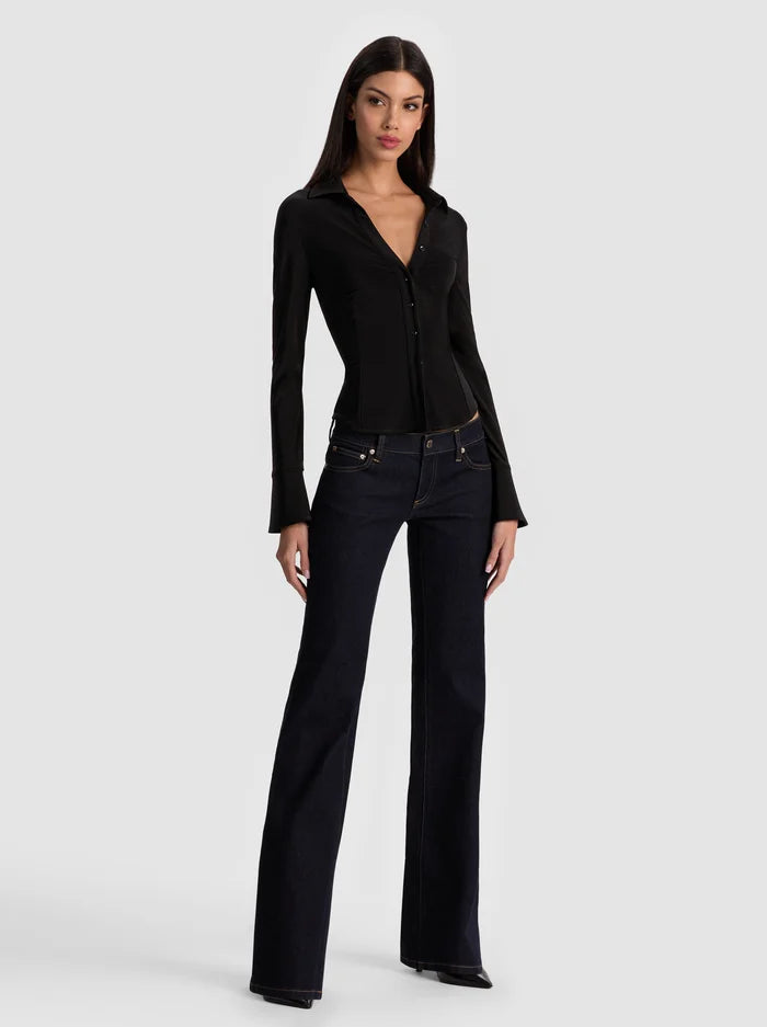 Melivya™ Dark Blue Low-Rise Bootcut Jeans
