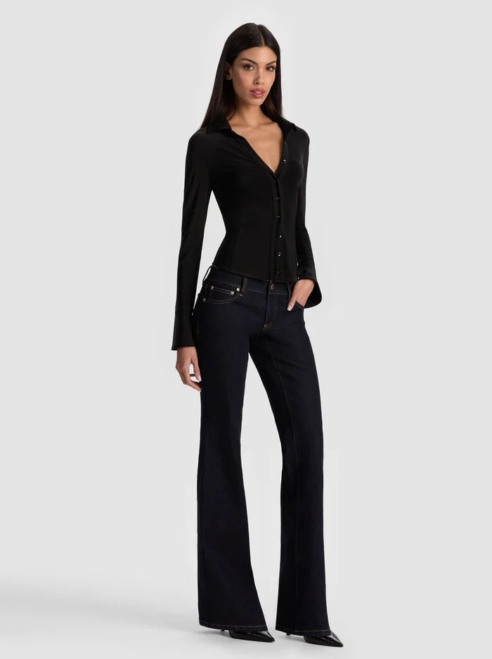 Melivya™ Dark Blue Low-Rise Bootcut Jeans
