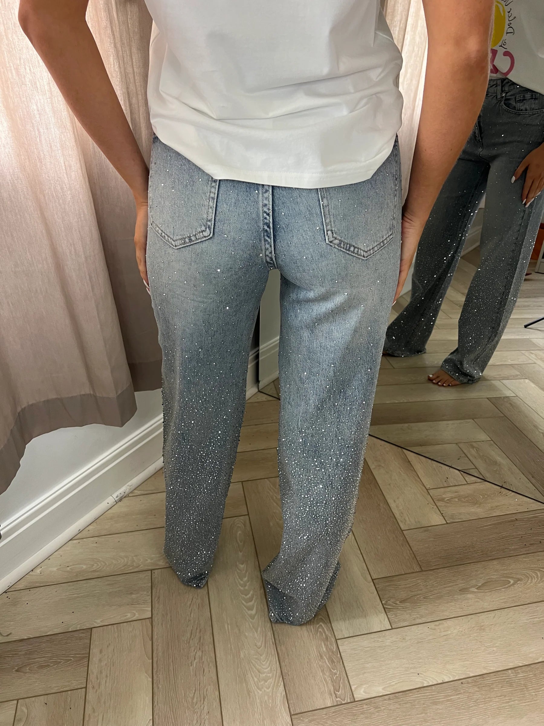Melivya™ Ombre Rhinestone Wide Leg Jeans