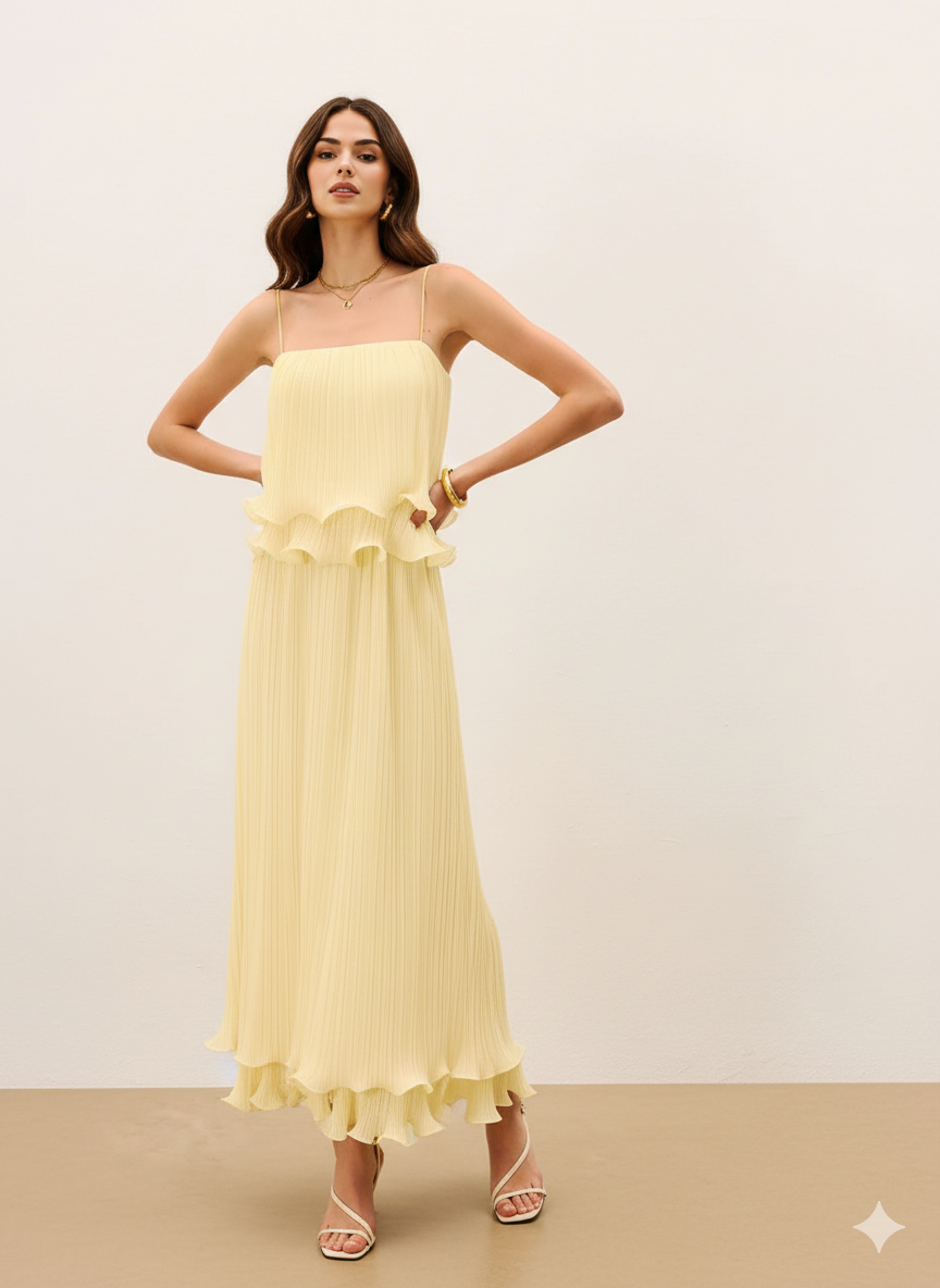 Melivya™ Gilded Morning Fine Pleated Camisole