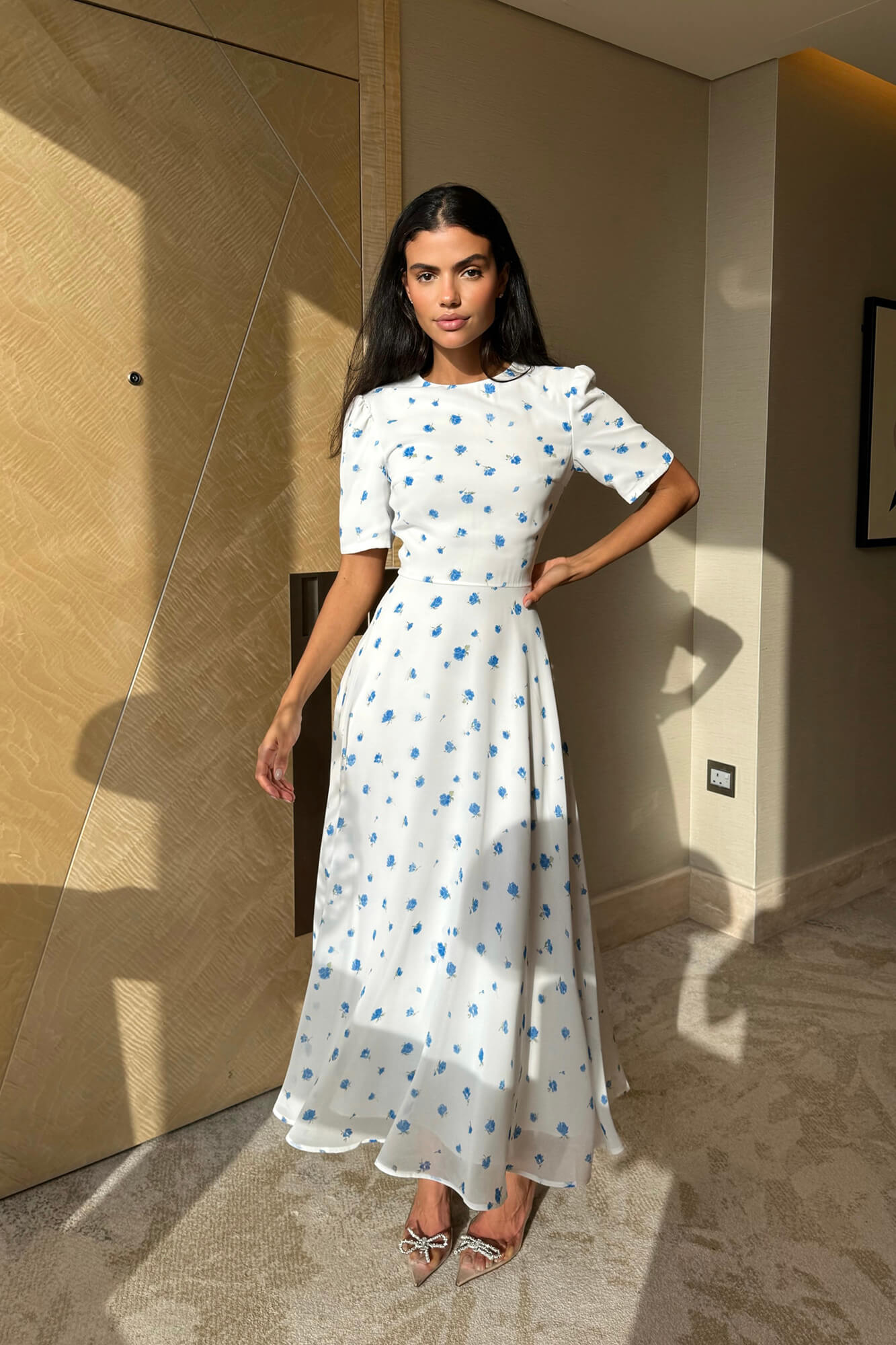 Melivya™ Short Sleeve Floral Midi Dress