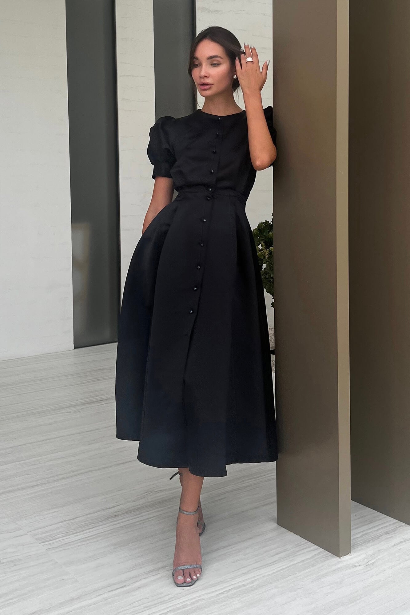 Melivya™ Button Front Midi Dress