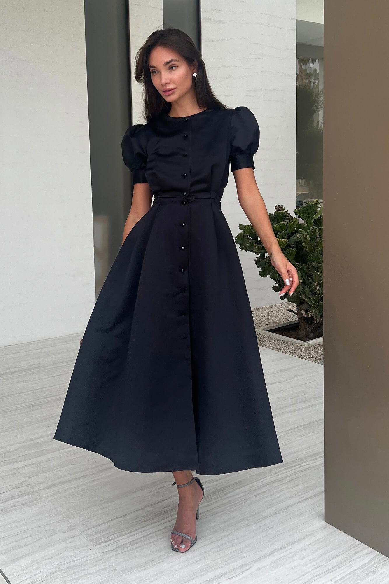 Melivya™ Button Front Midi Dress