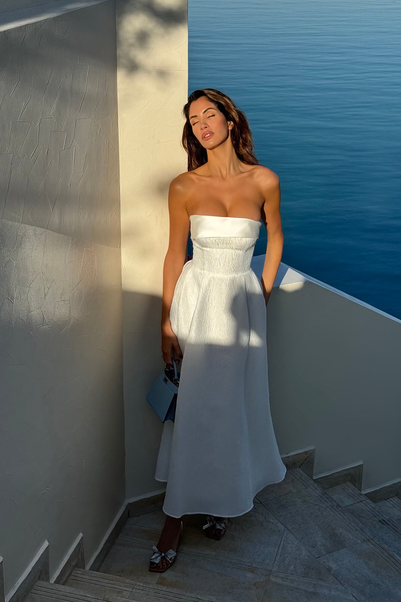 Melivya™ Jacquard Midi Dress with Satin Turn-up