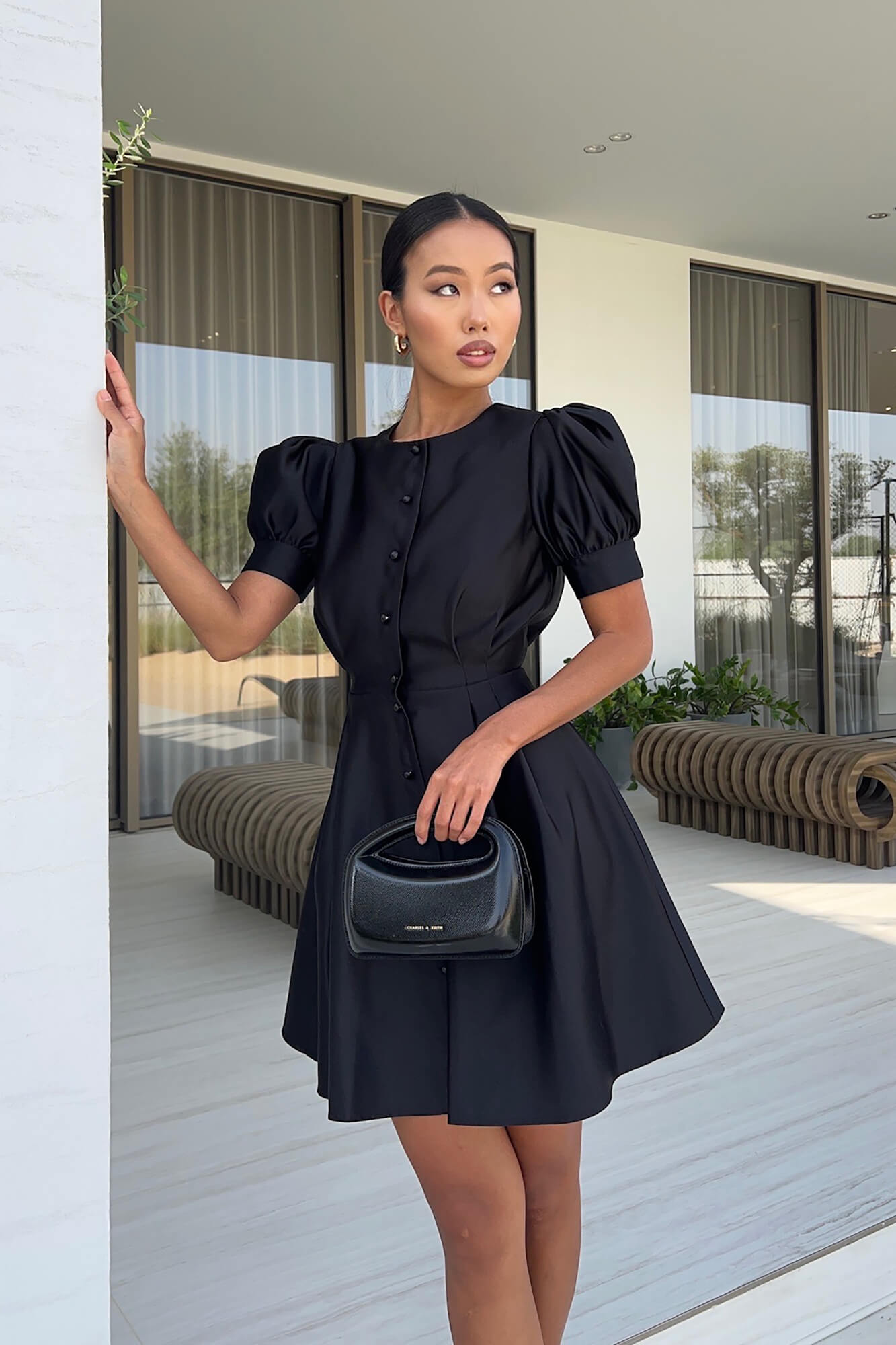 Melivya™ Button Front Mini Dress