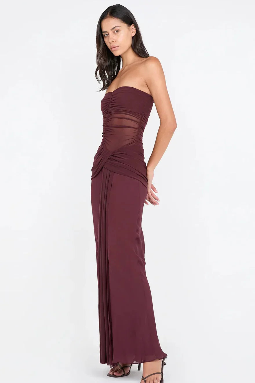 Melivya™ Plum Illusion Drape Gown