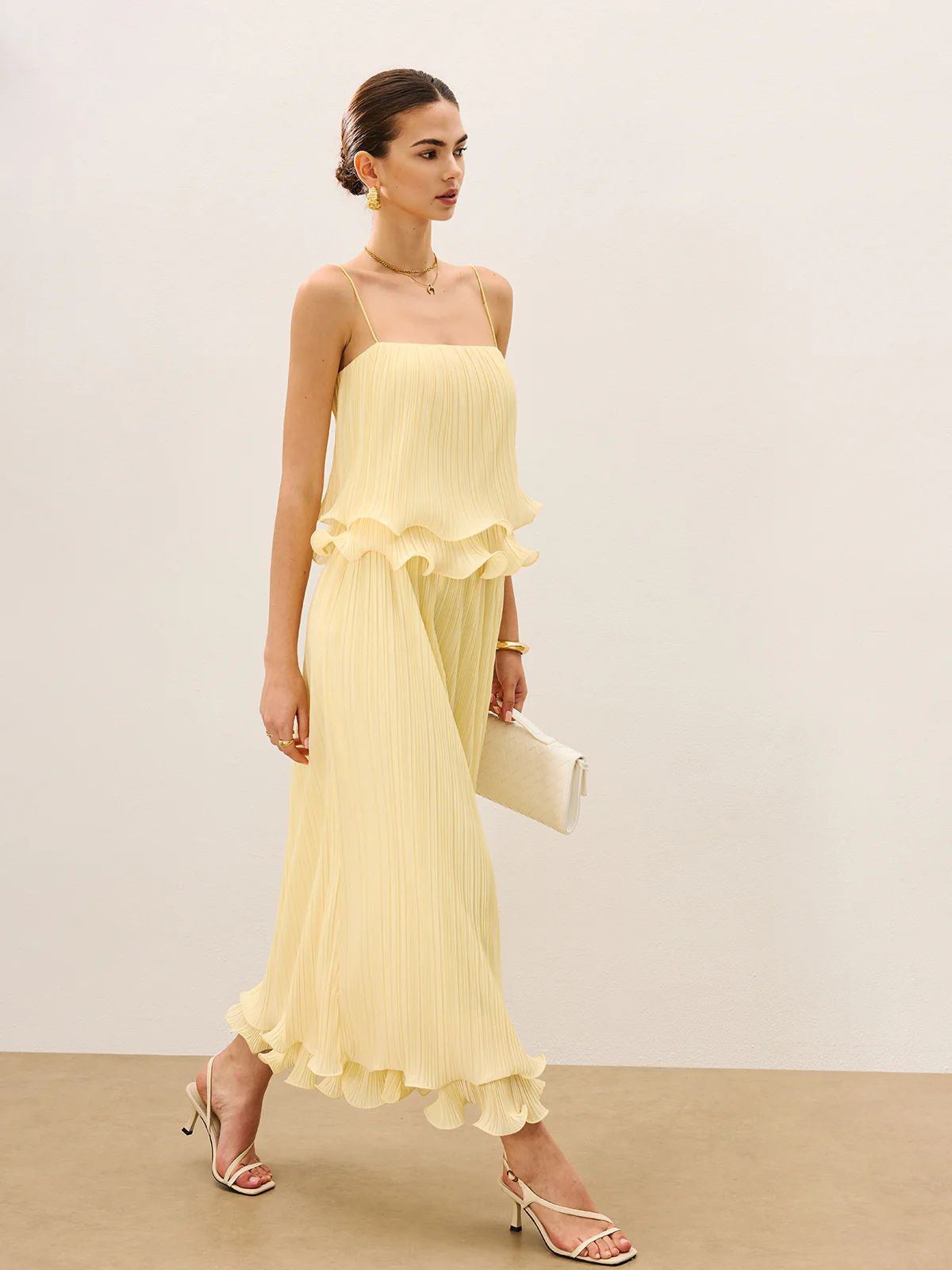 Melivya™ Gilded Morning Fine Pleated Camisole