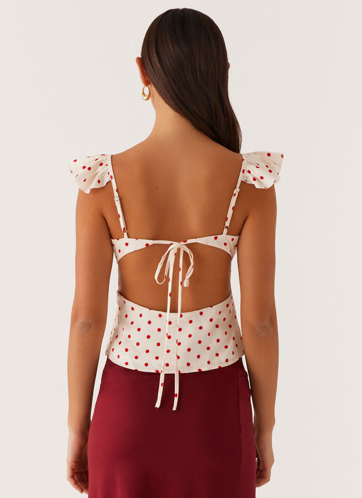 Melivya™ Regan Ruffle Top - Red Polka Dot