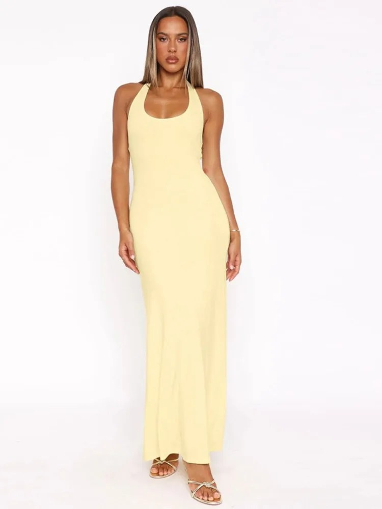 Melivya™ Halter Scoop Neck Maxi Dress