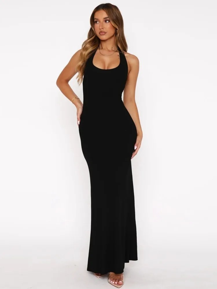 Melivya™ Halter Scoop Neck Maxi Dress