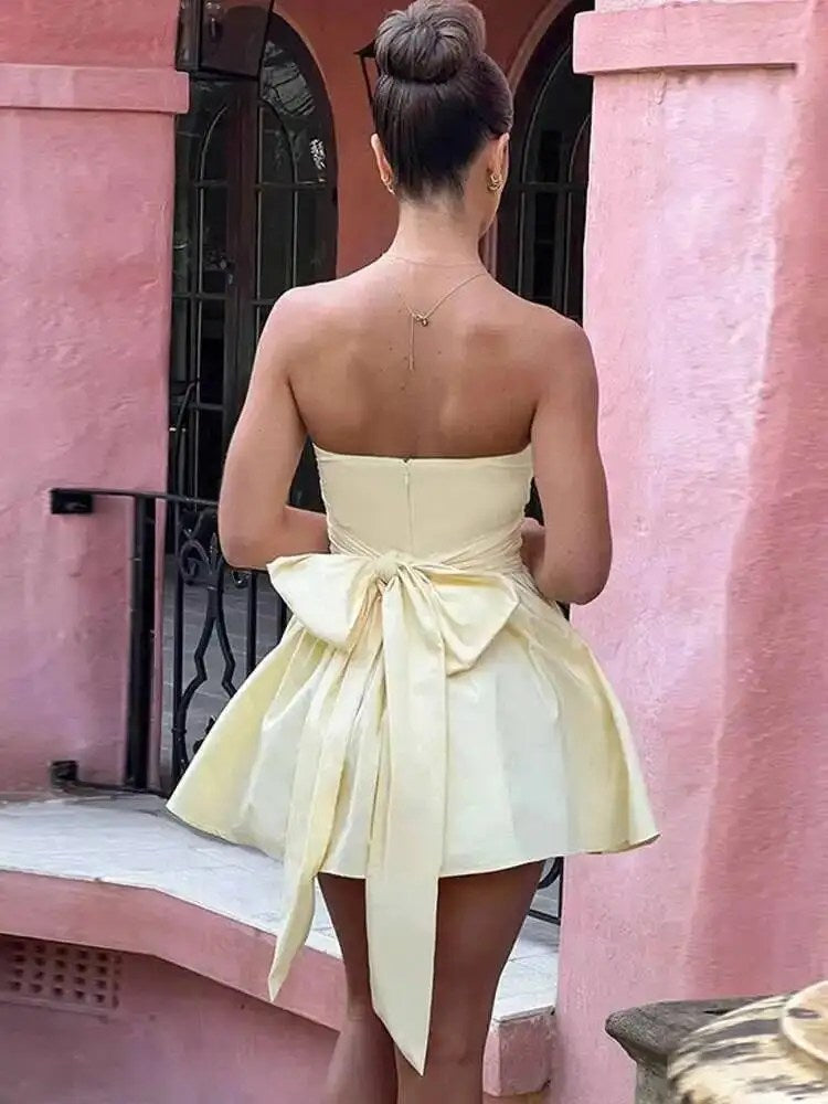 Melivya™ Strapless Bow Tie Mini Dress