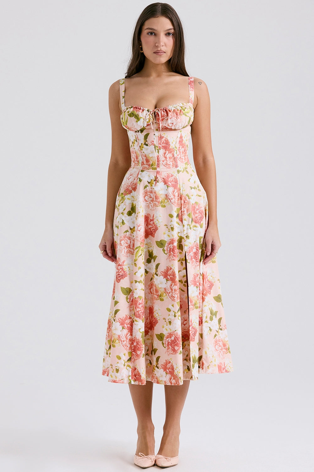 Melivya™ CARMEN PINK PEONY PRINT COTTON BUSTIER - Pink
