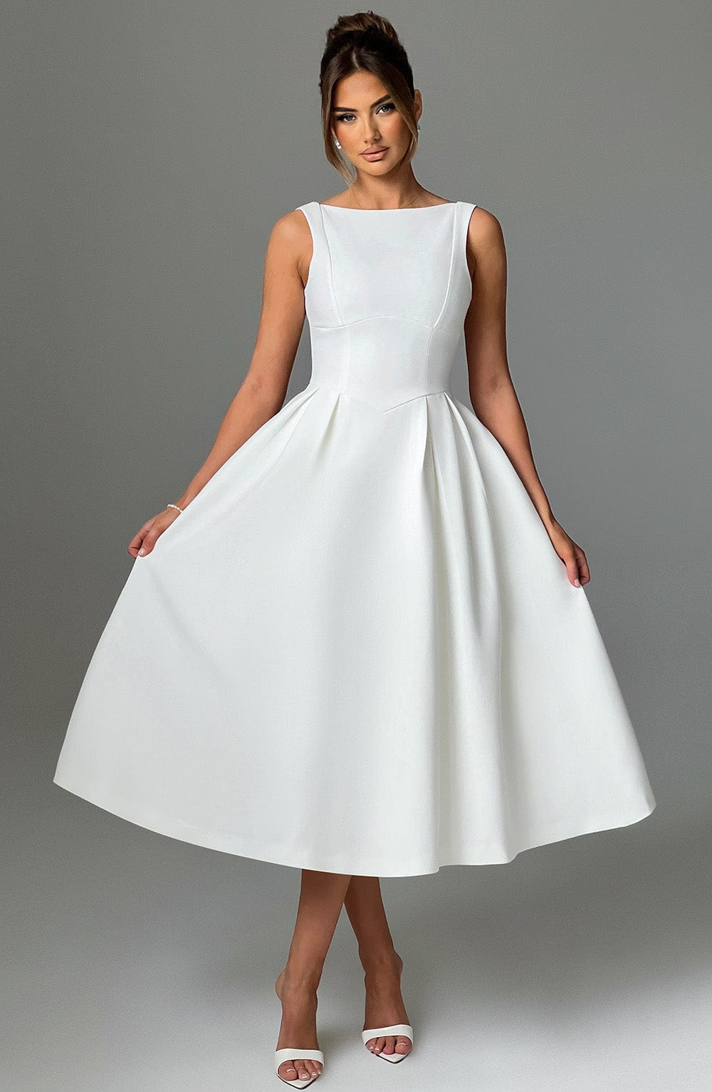 Melivya™ Clarabella Midi Dress - Ivory