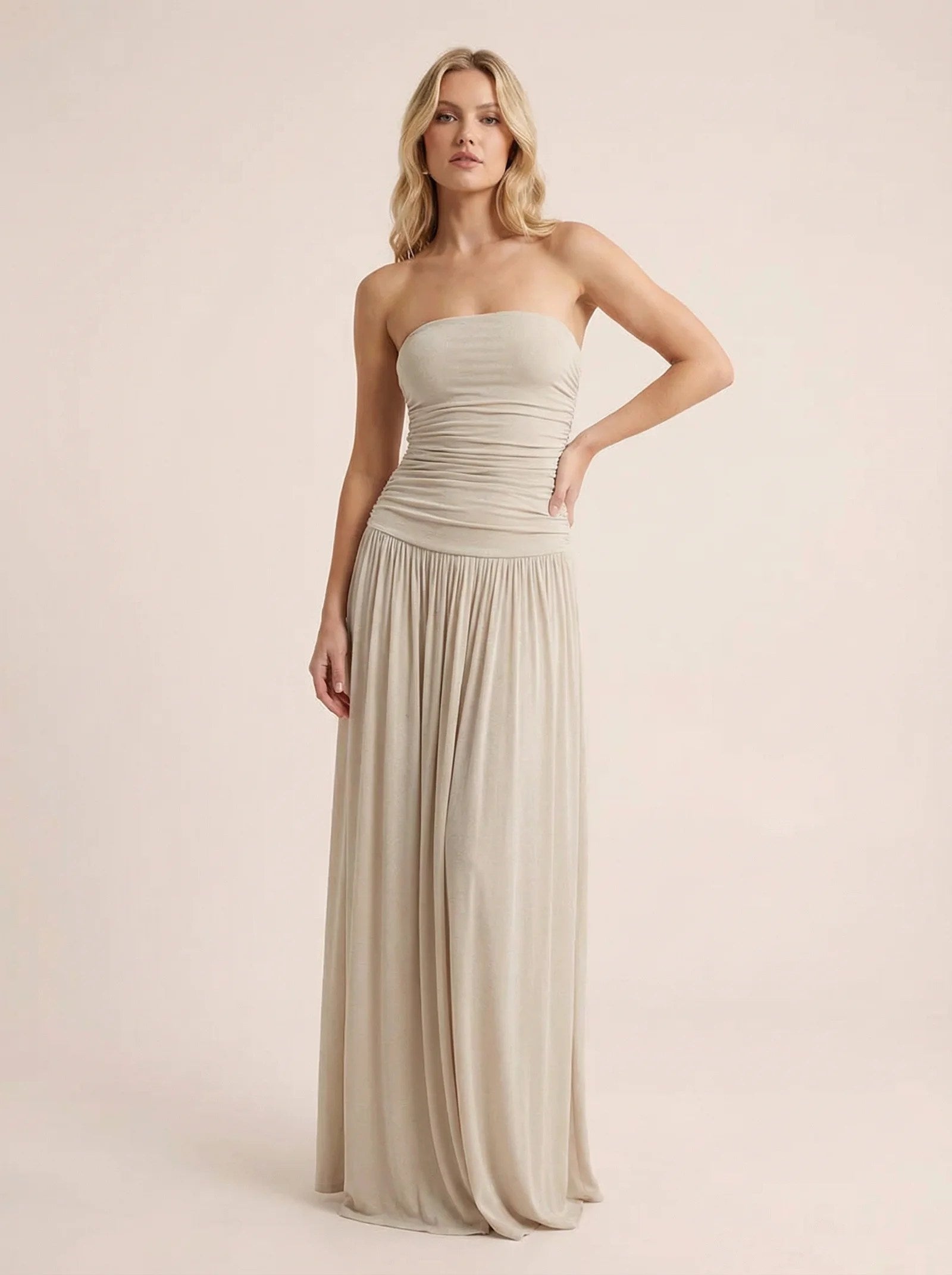 Melivya™ Off-shoulder Strapless Pleated Dress