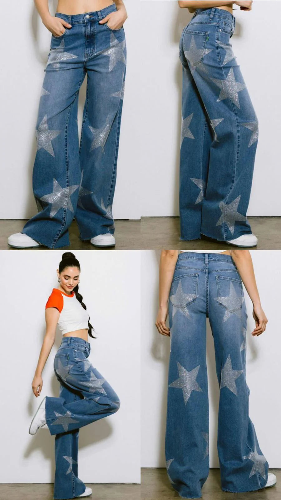 Melivya™ Starlit Wide Leg Jeans