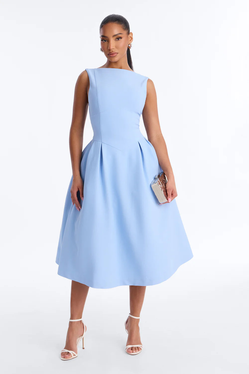 Melivya™ Anika Pleated Midi Dress - Blue