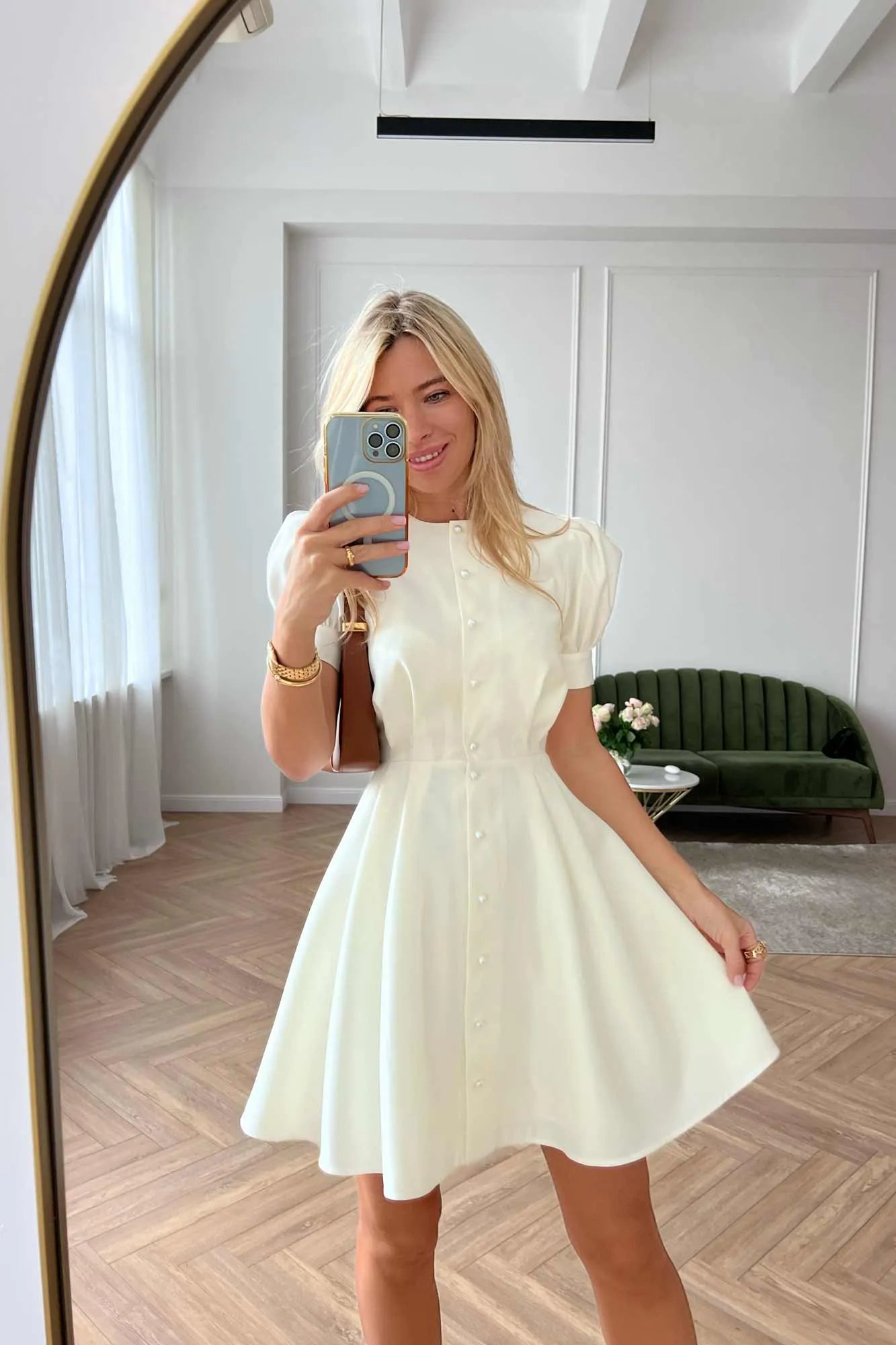Melivya™ Button Front Mini Dress