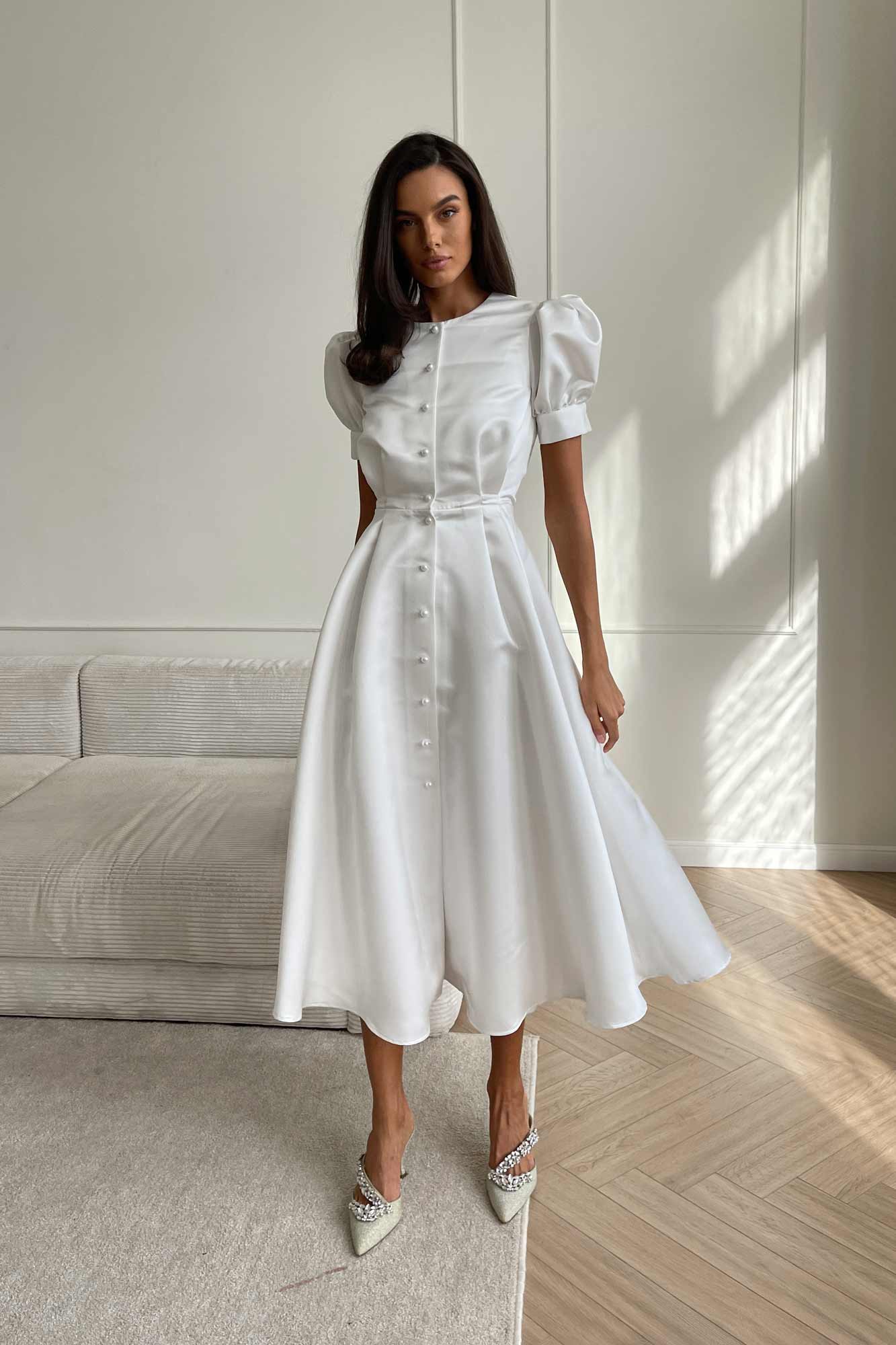 Melivya™ Button Front Midi Dress