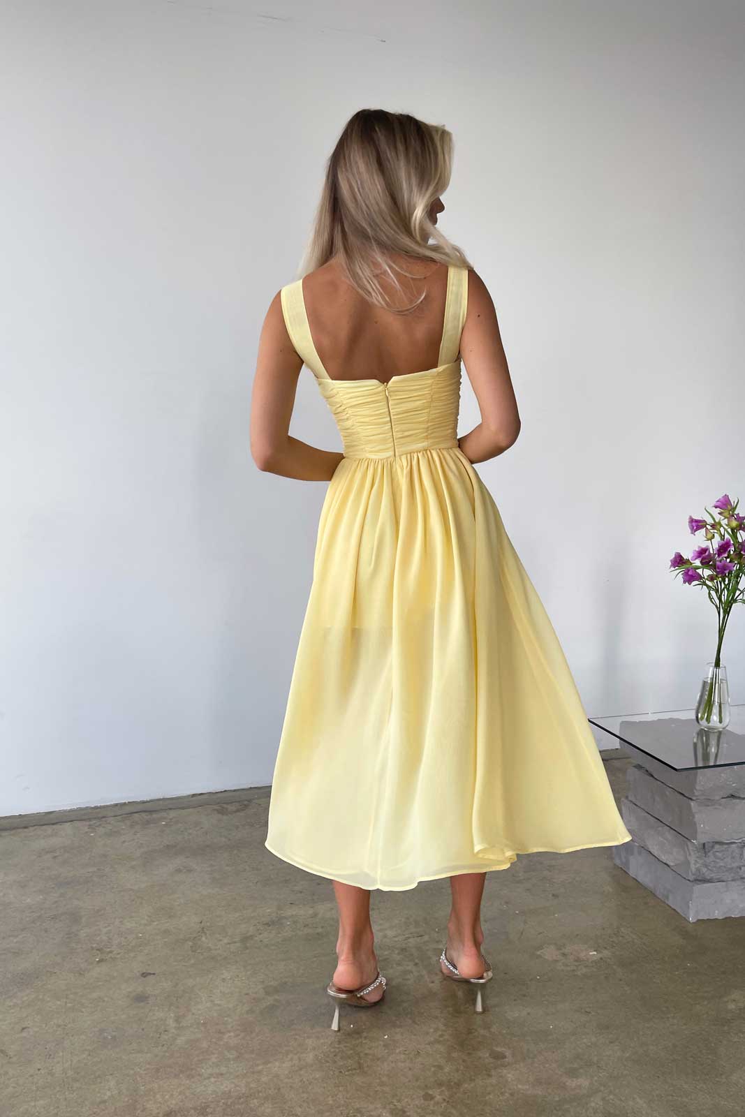 Melivya™ Draped Bodice Chiffon Midi Dress