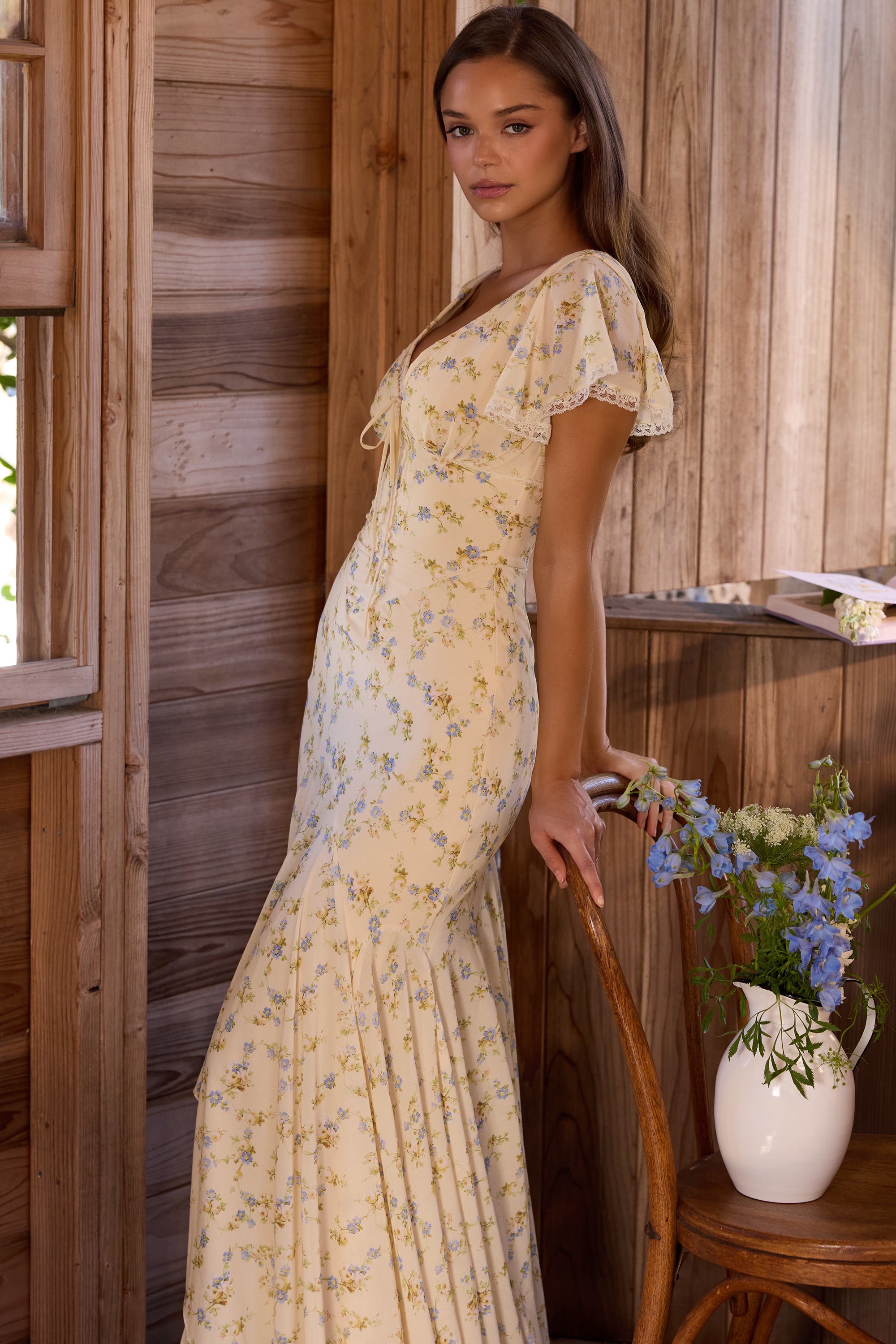 Melivya™ Lemon Floral Maxi Dress