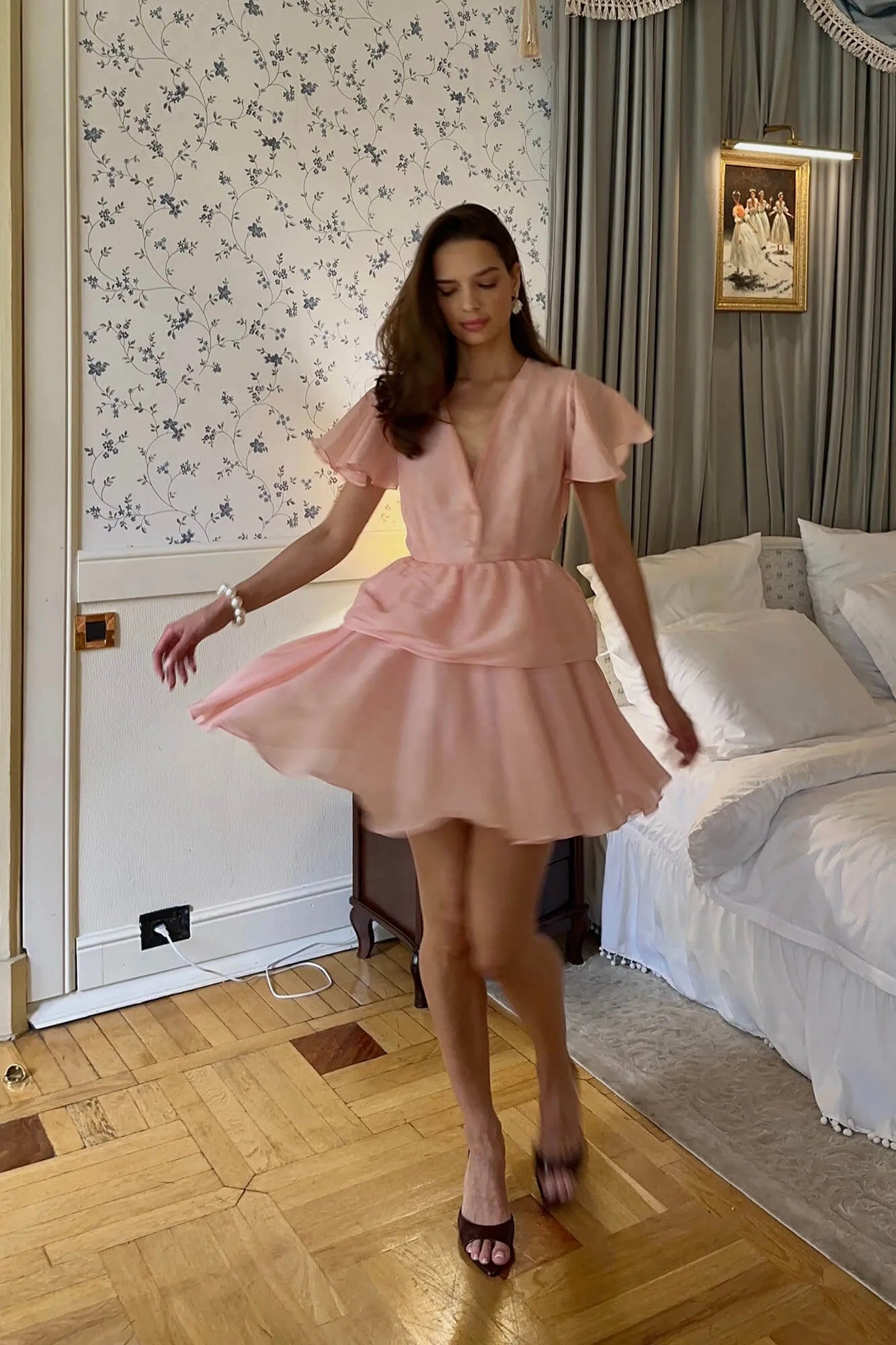 Melivya™ Mini Dress with Peplum and Ruffle Sleeves