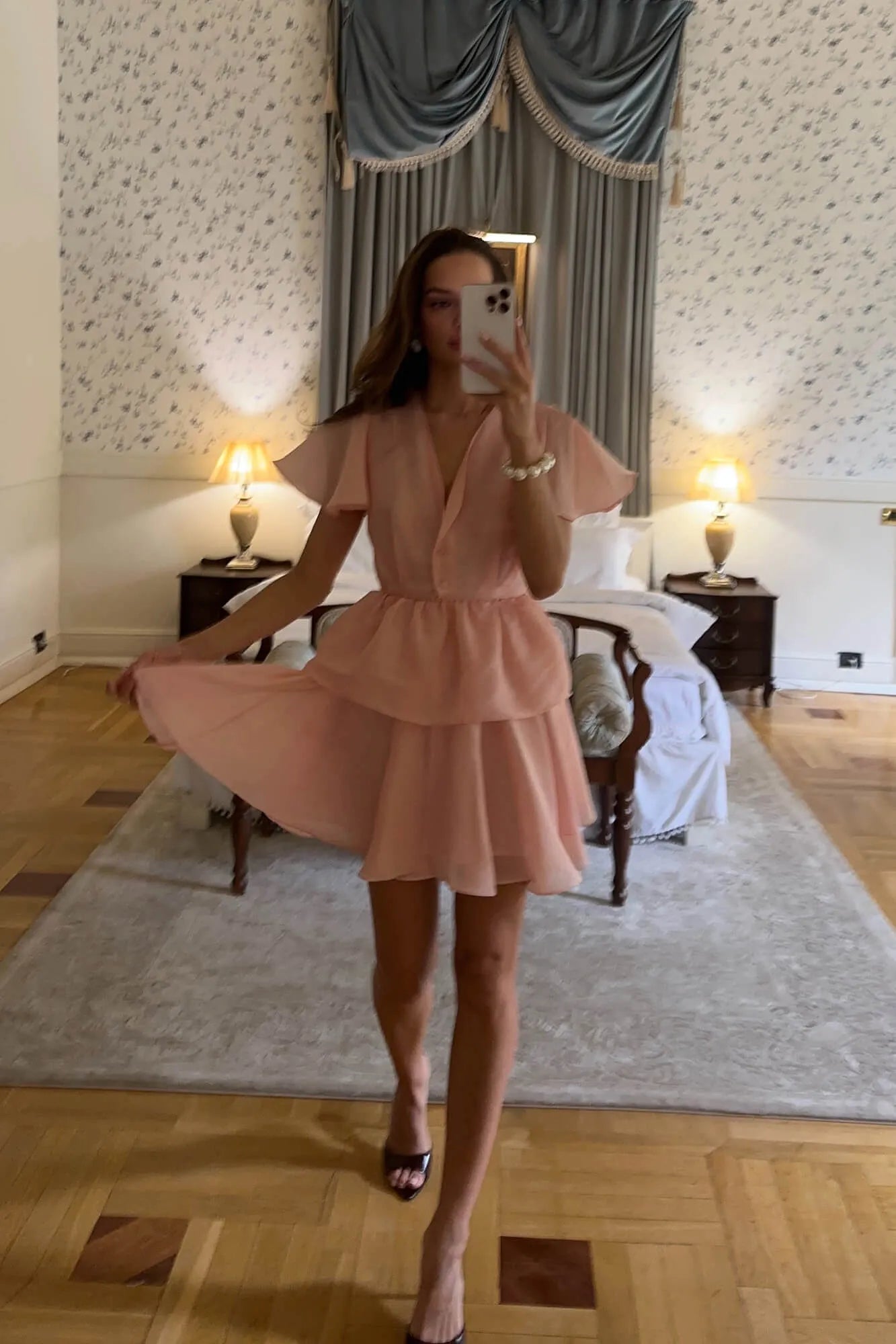 Melivya™ Mini Dress with Peplum and Ruffle Sleeves