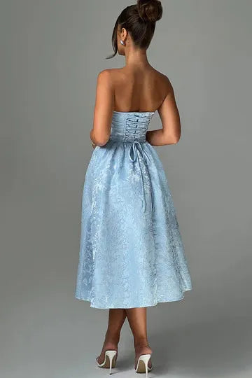 Melivya™ Paula - Strapless Jacquard Midi Dress