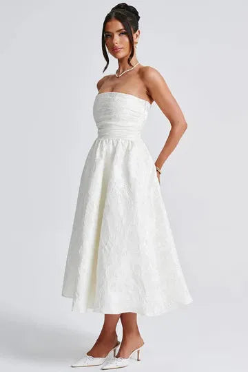Melivya™ Paula - Strapless Jacquard Midi Dress