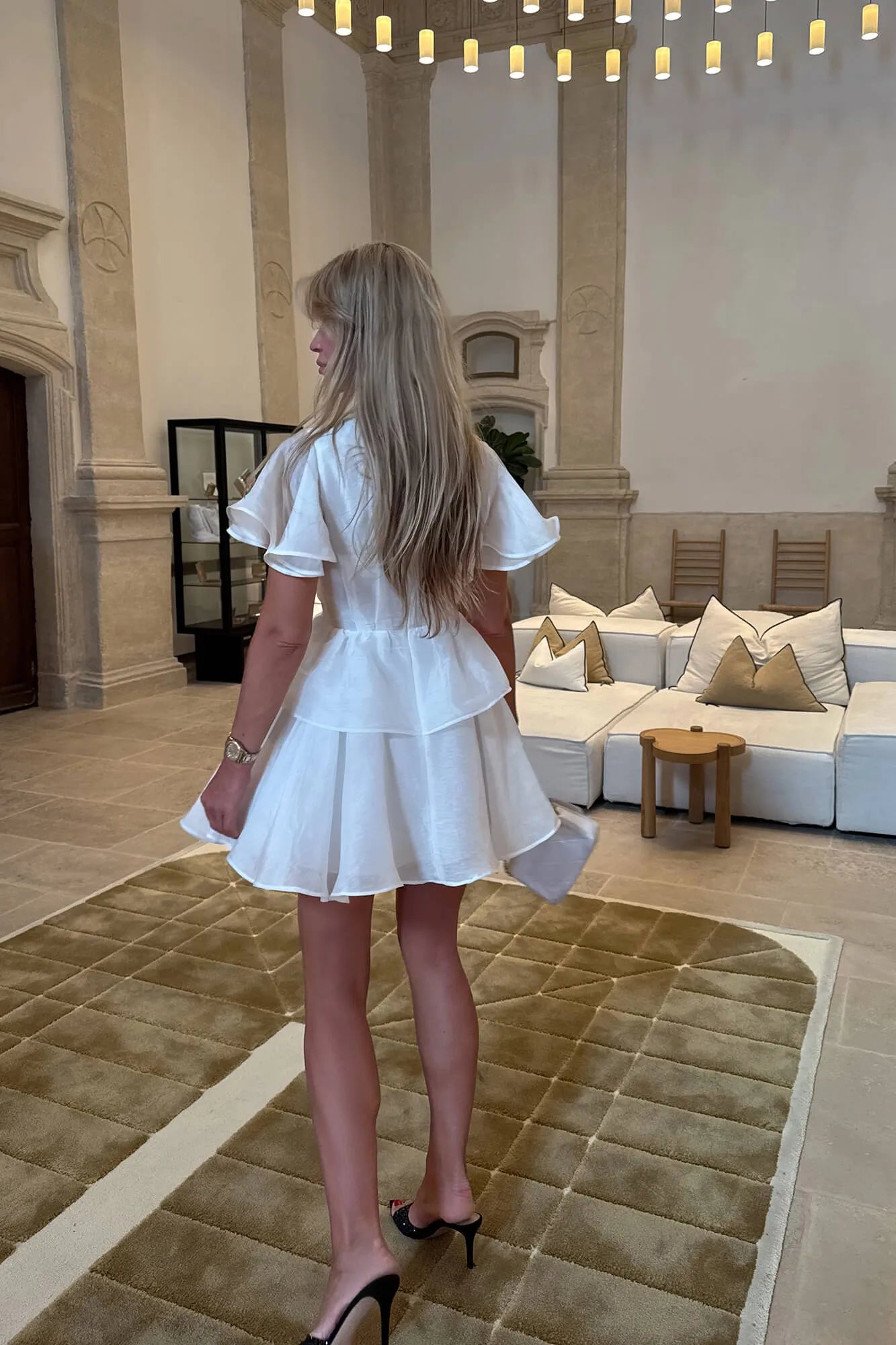 Melivya™ Mini Dress with Peplum and Ruffle Sleeves