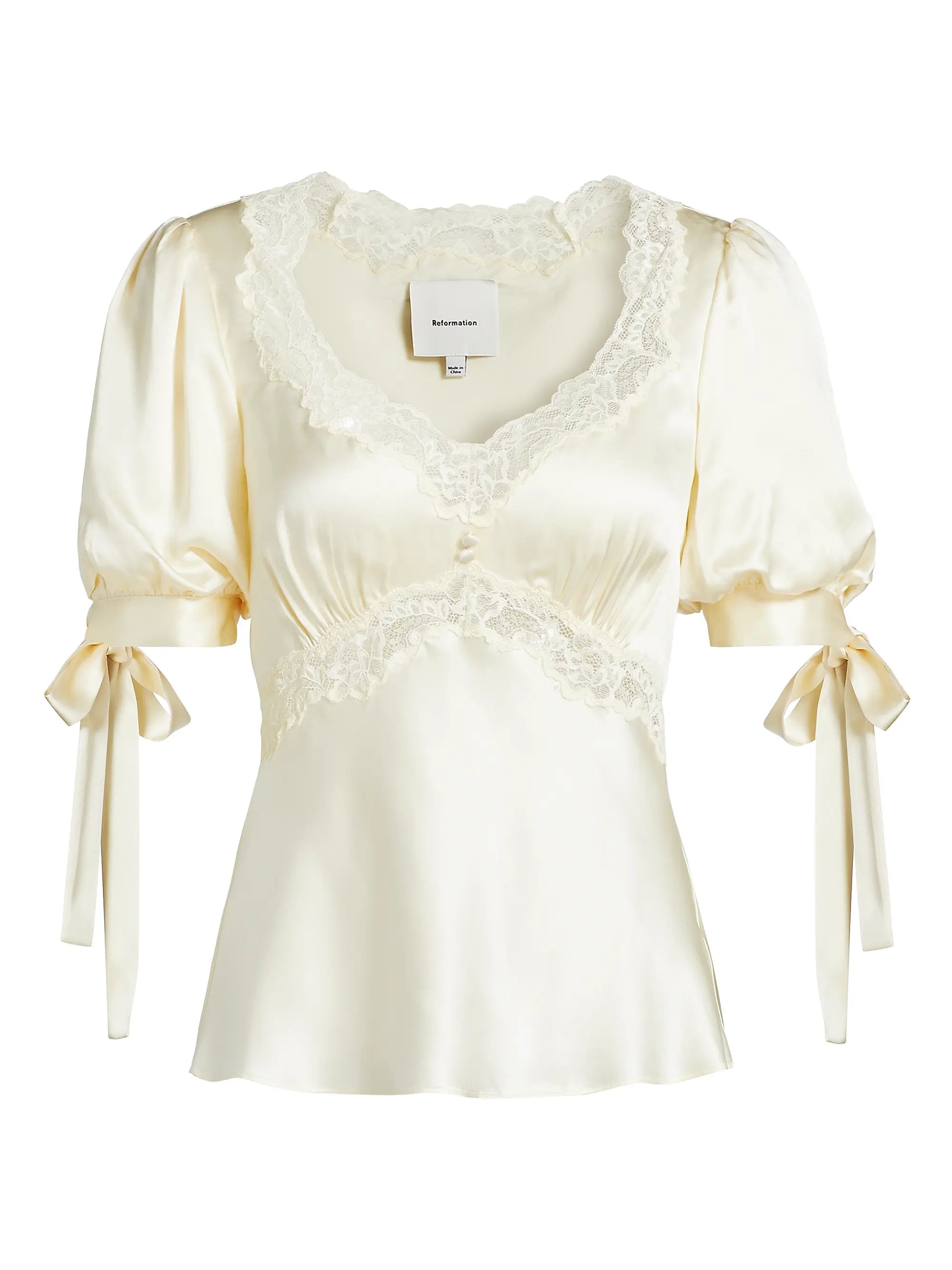 Melivya™ Champagne Lace Satin Top