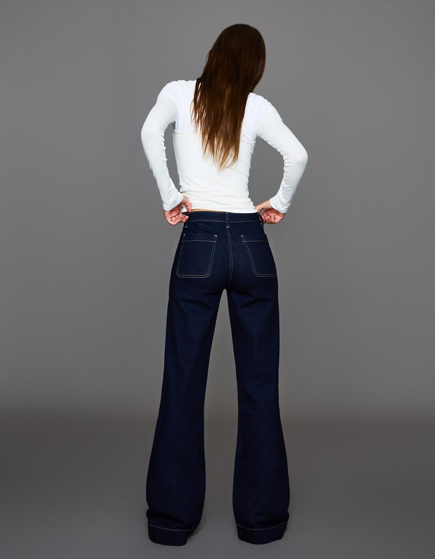 Melivya™ Indigo Ease Wide Flare Jeans