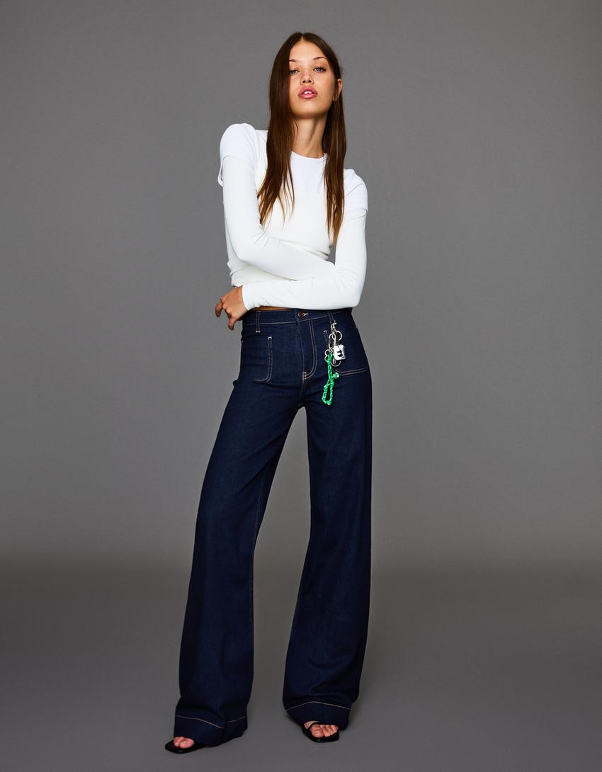 Melivya™ Indigo Ease Wide Flare Jeans