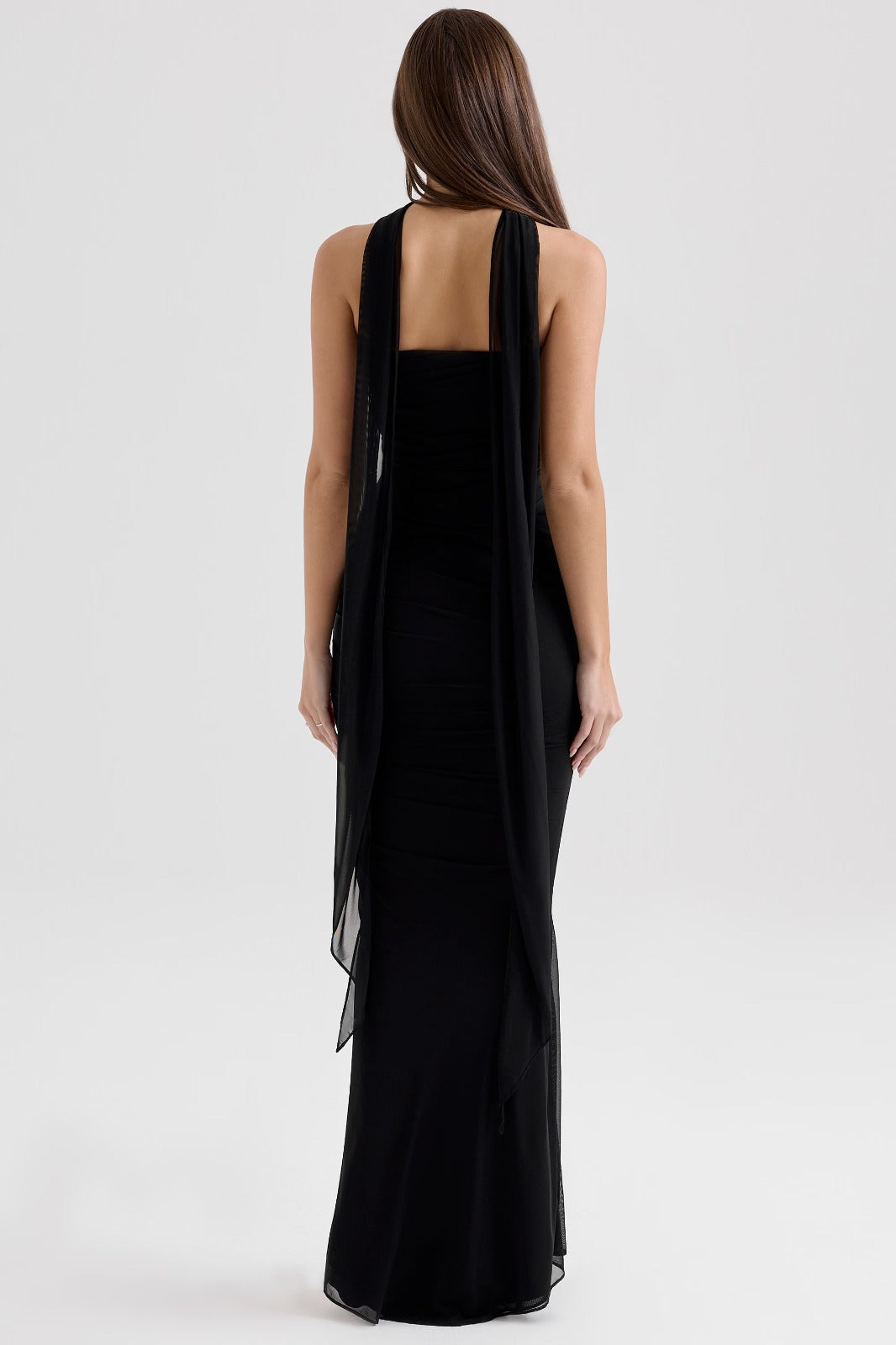Melivya™ Cassidy black mesh maxi skirt with fluted hem - Black