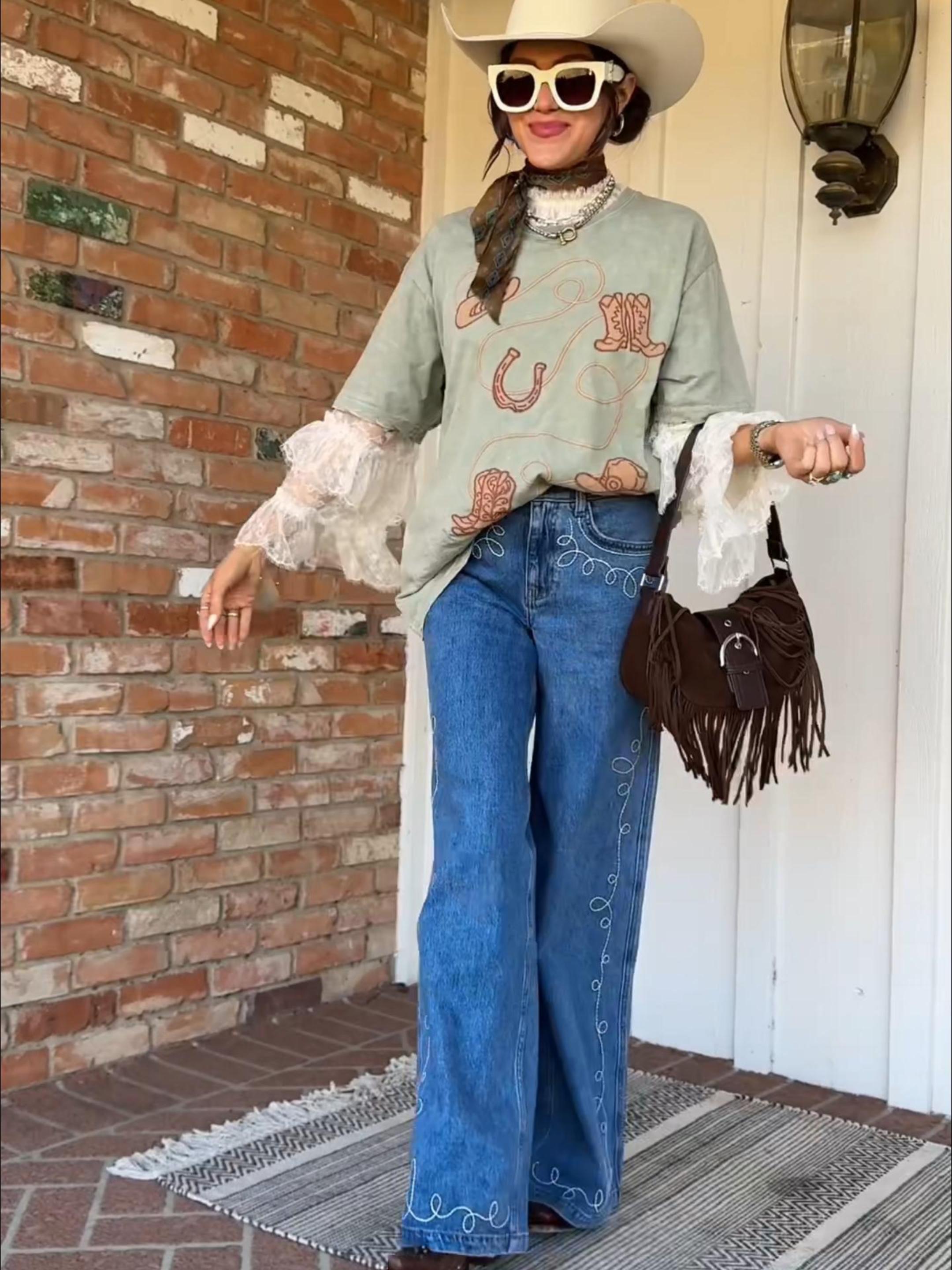 Melivya™ Bay Western Jeans – Desert Vintage