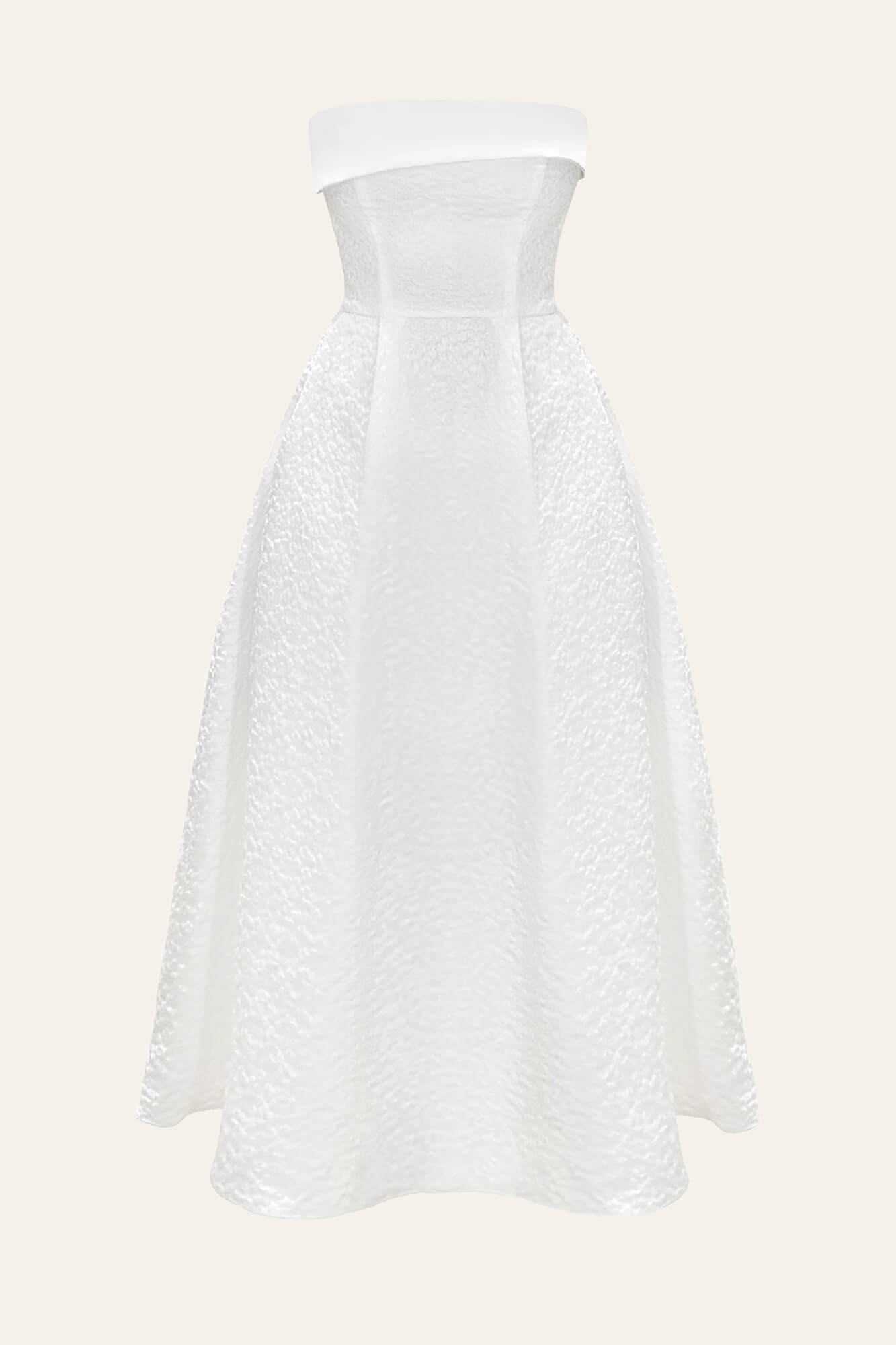 Melivya™ Jacquard Midi Dress with Satin Turn-up