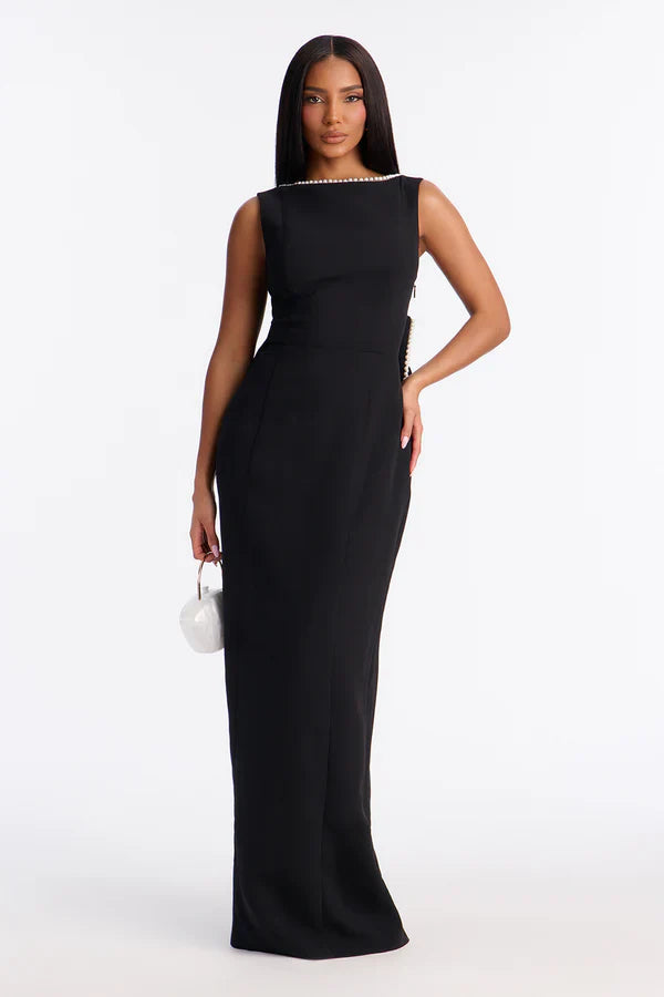 Melivya™ Black Pearl Bow Open-Back