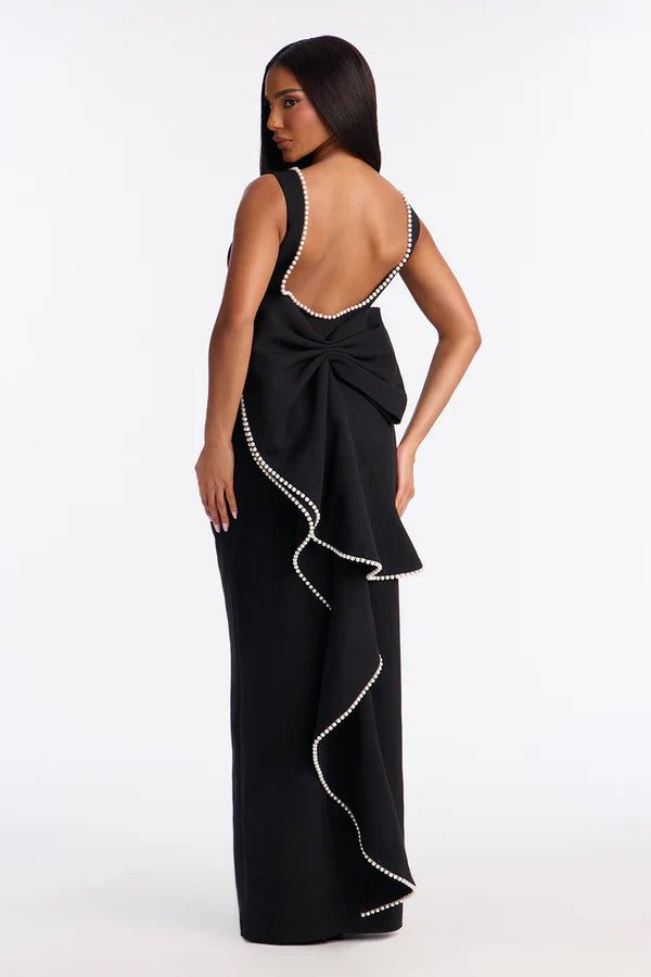 Melivya™ Black Pearl Bow Open-Back