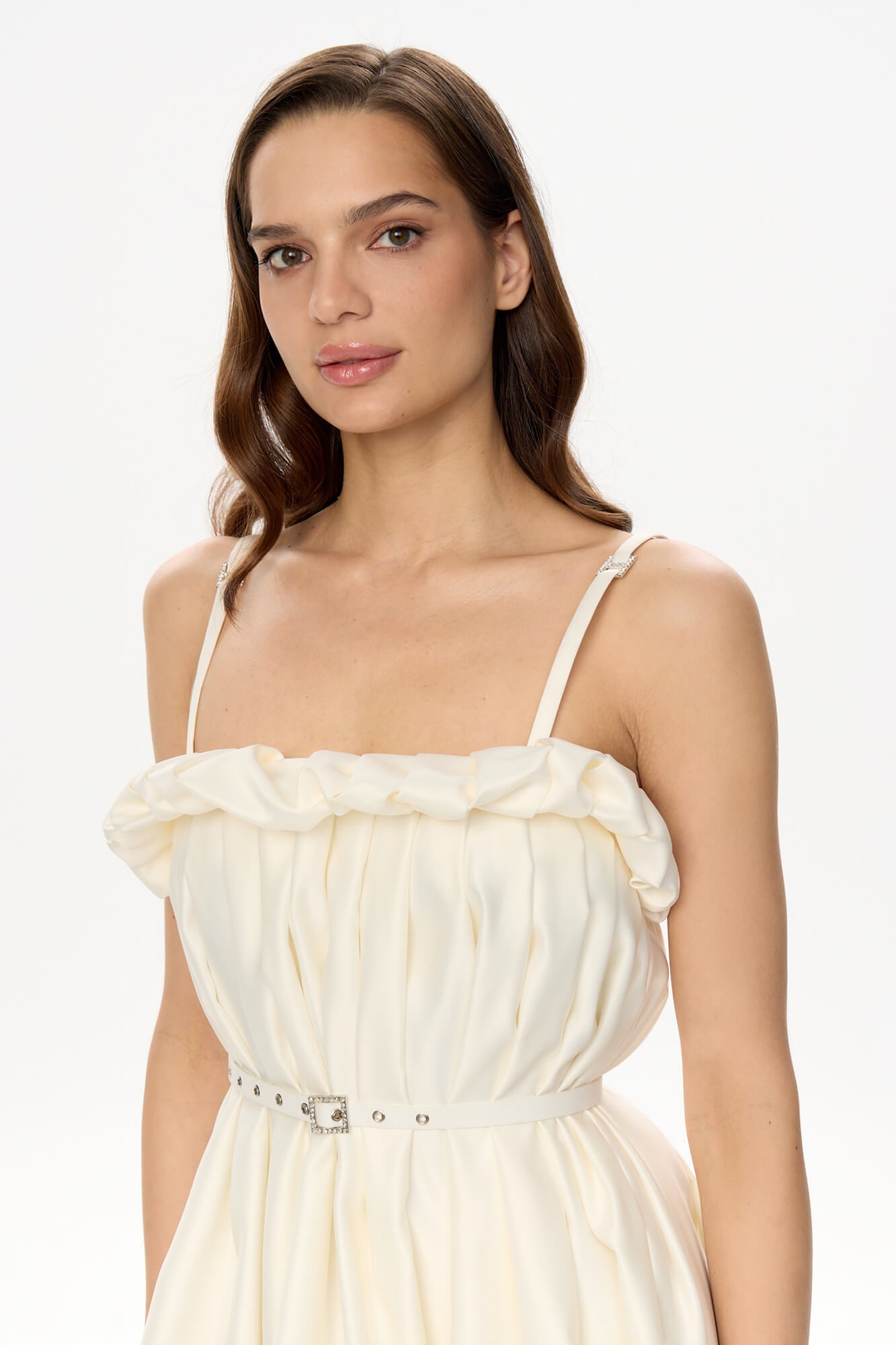 Melivya™ Draped Thin Strap Mini Dress With Belt